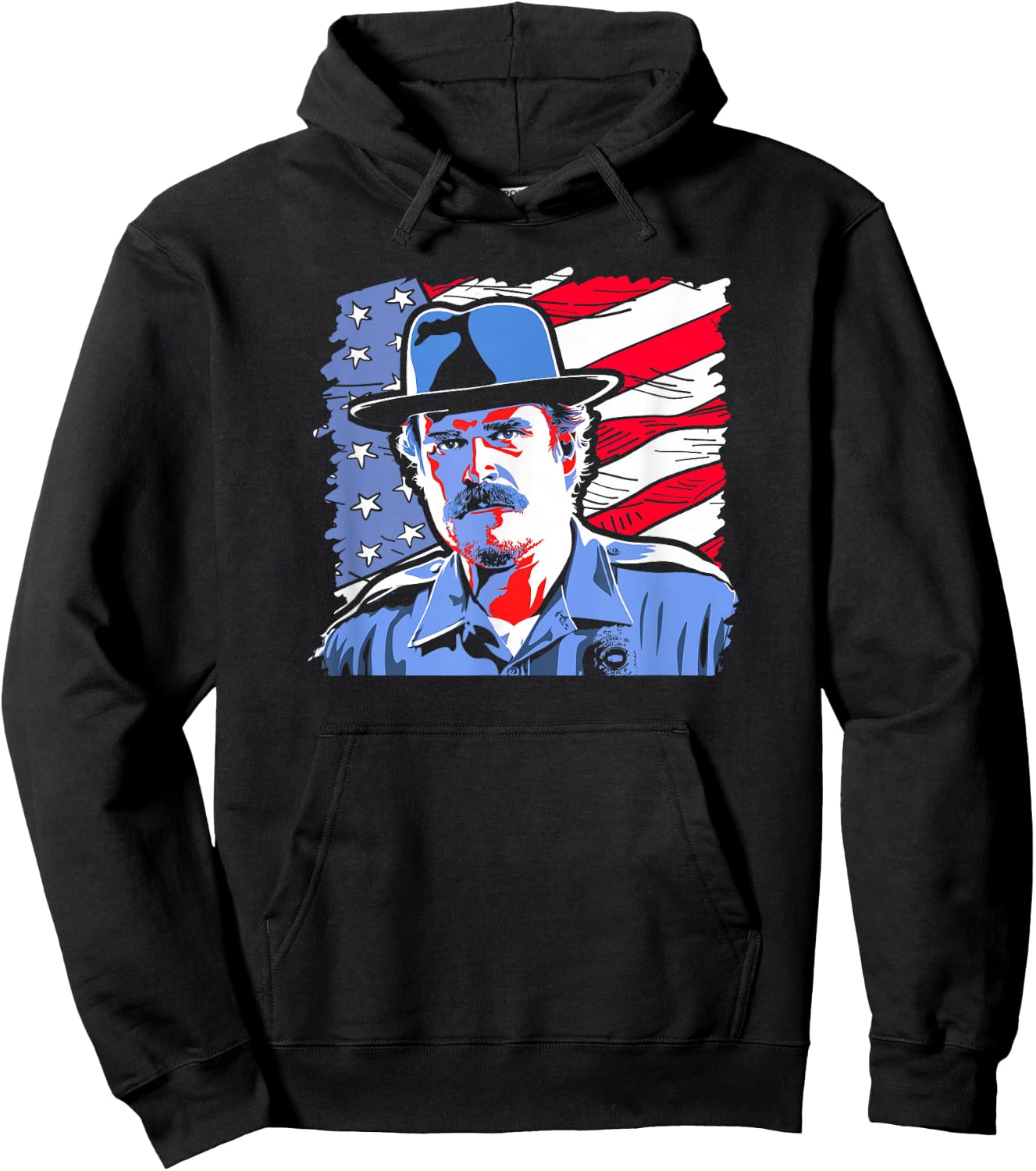 Stranger Things Jim Hopper Poster USA Flag Americana Hoodie - Hoodie | Black