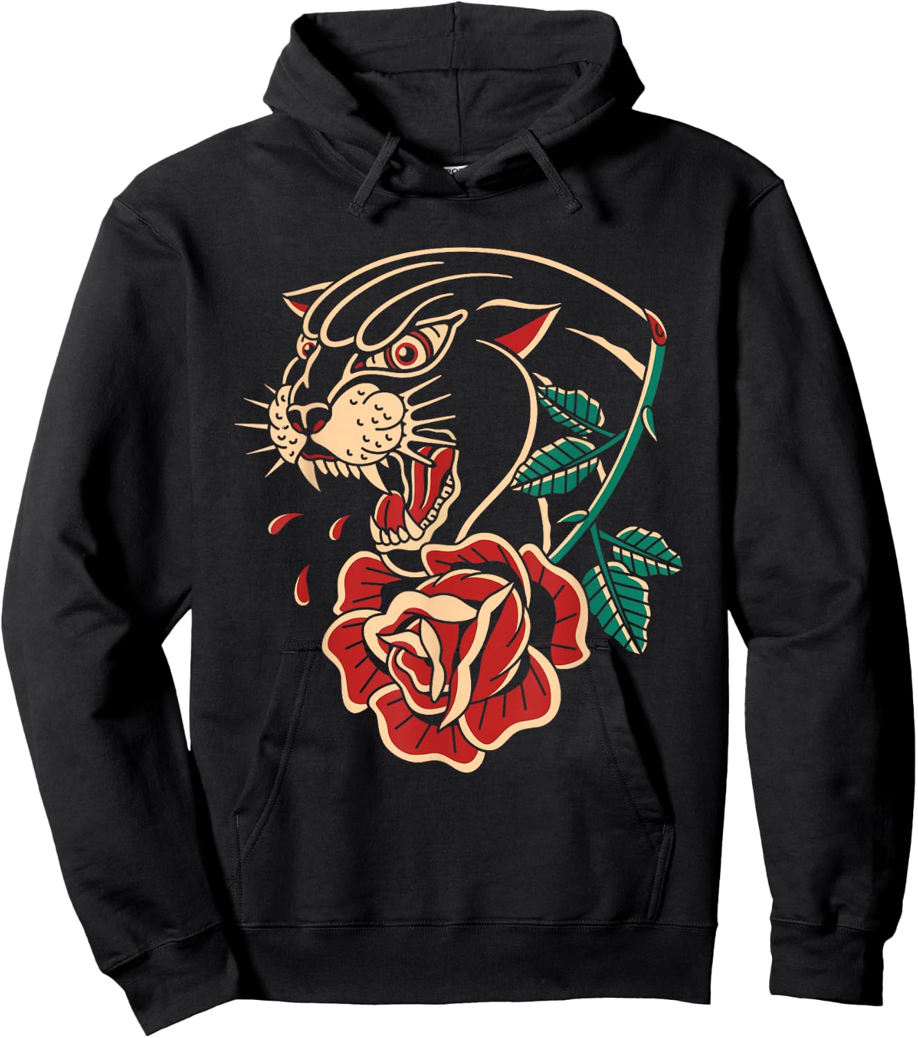 Panther Rose American Traditional Tattoo Ink Old School Hoodie - Hoodie | Black