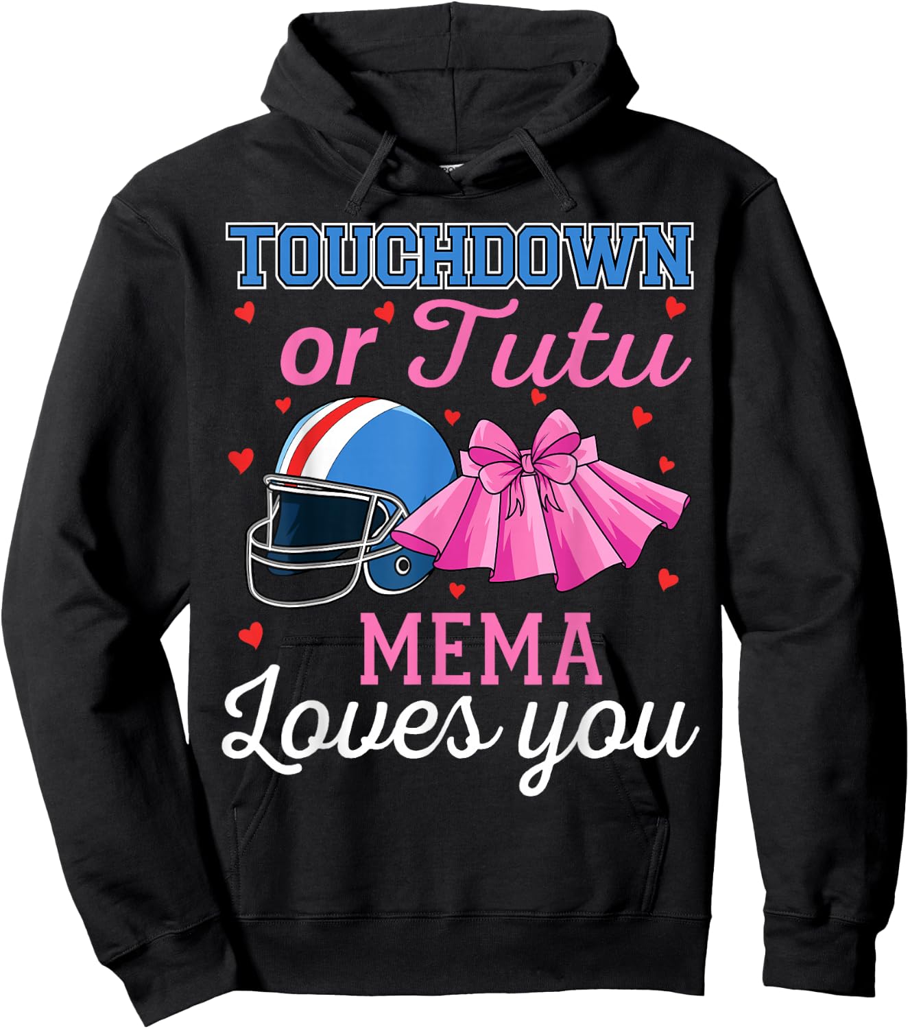 Touchdown or Tutu Mema Loves You Football Gender Reveal Baby Hoodie - Hoodie | Black