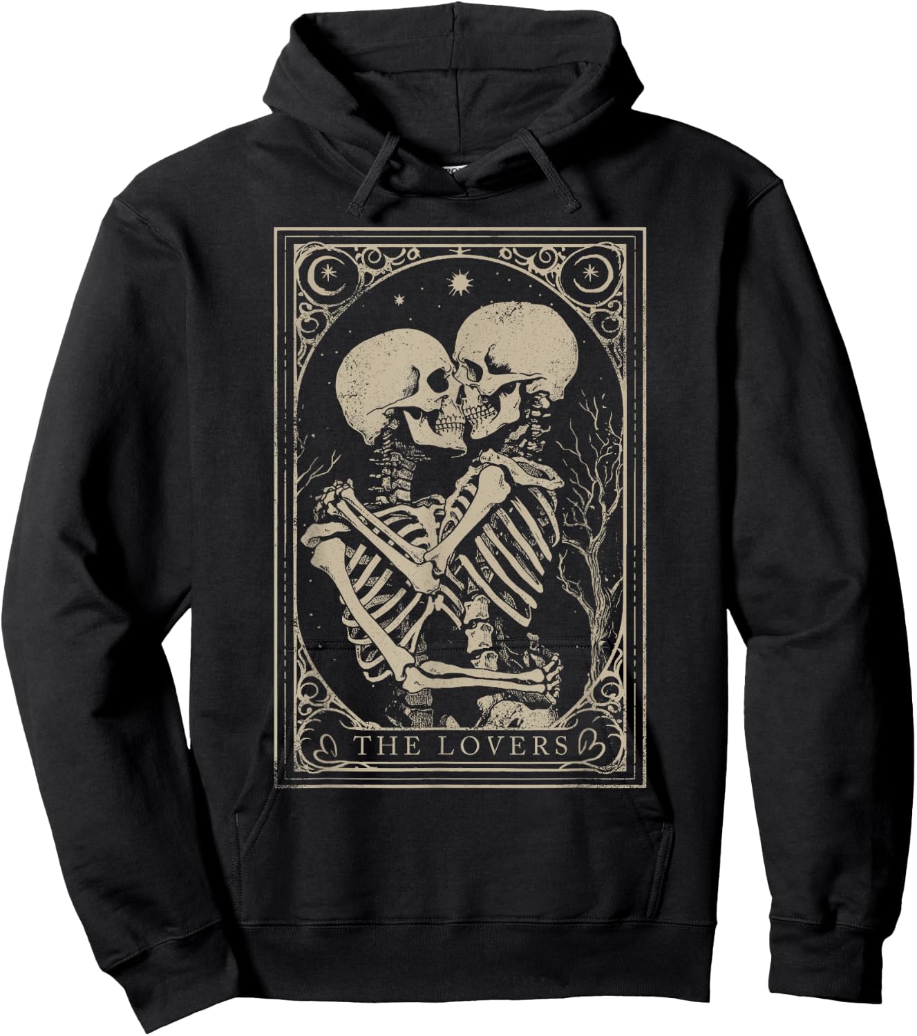 Tarot Card Shirt The Lovers Goth Skeleton Halloween Occult Hoodie - Hoodie | Black