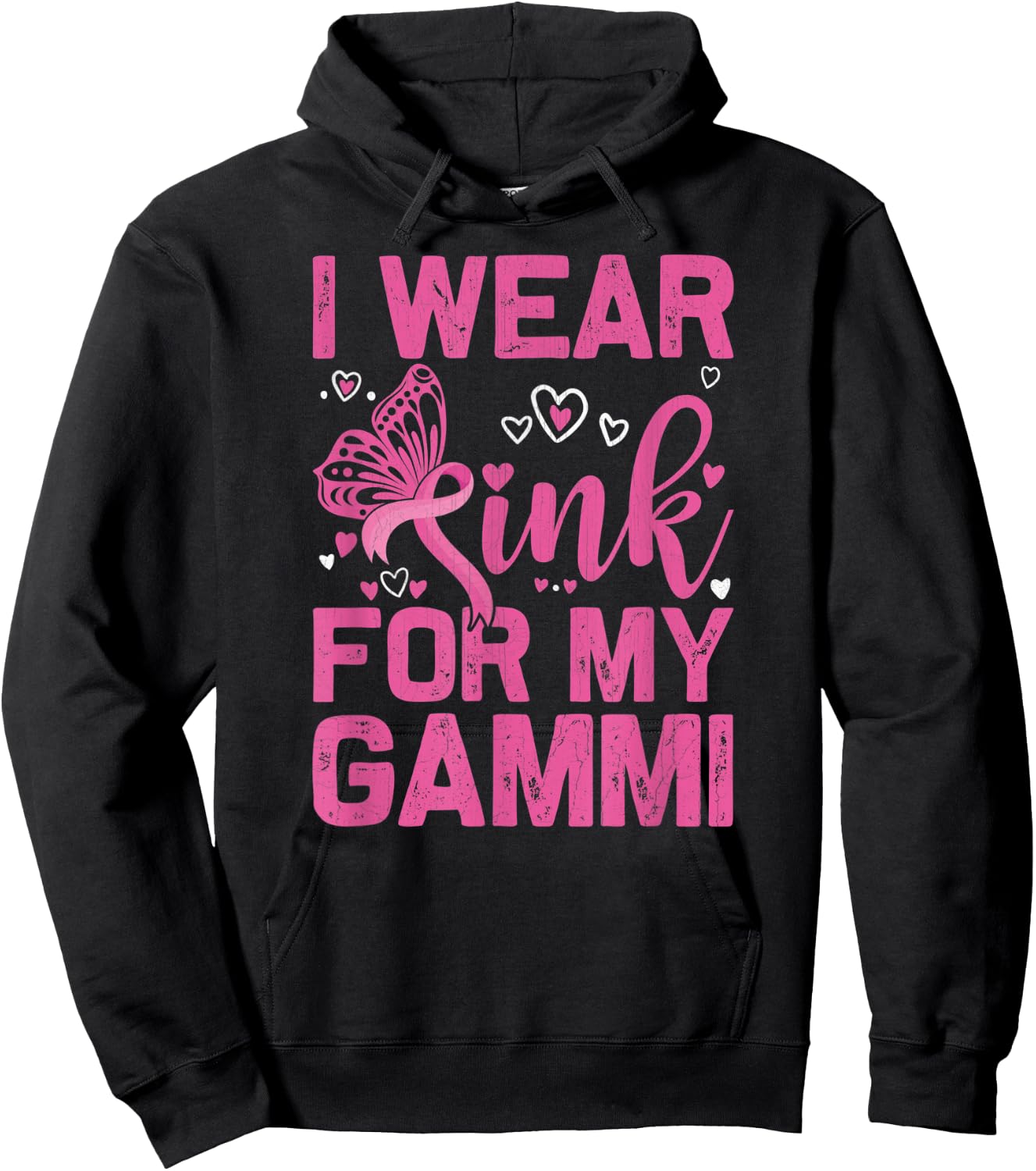 I Wear Pink For My Gammi October Breast Cancer Awareness Day Hoodie - Hoodie | Black