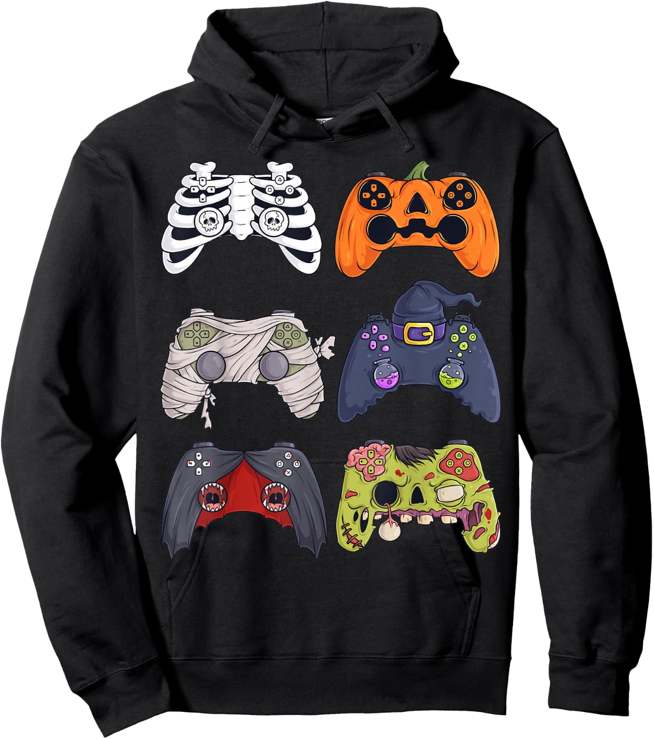 Halloween Skeleton Zombie Gaming Controllers Mummy Boys Kids Hoodie - Hoodie | Black