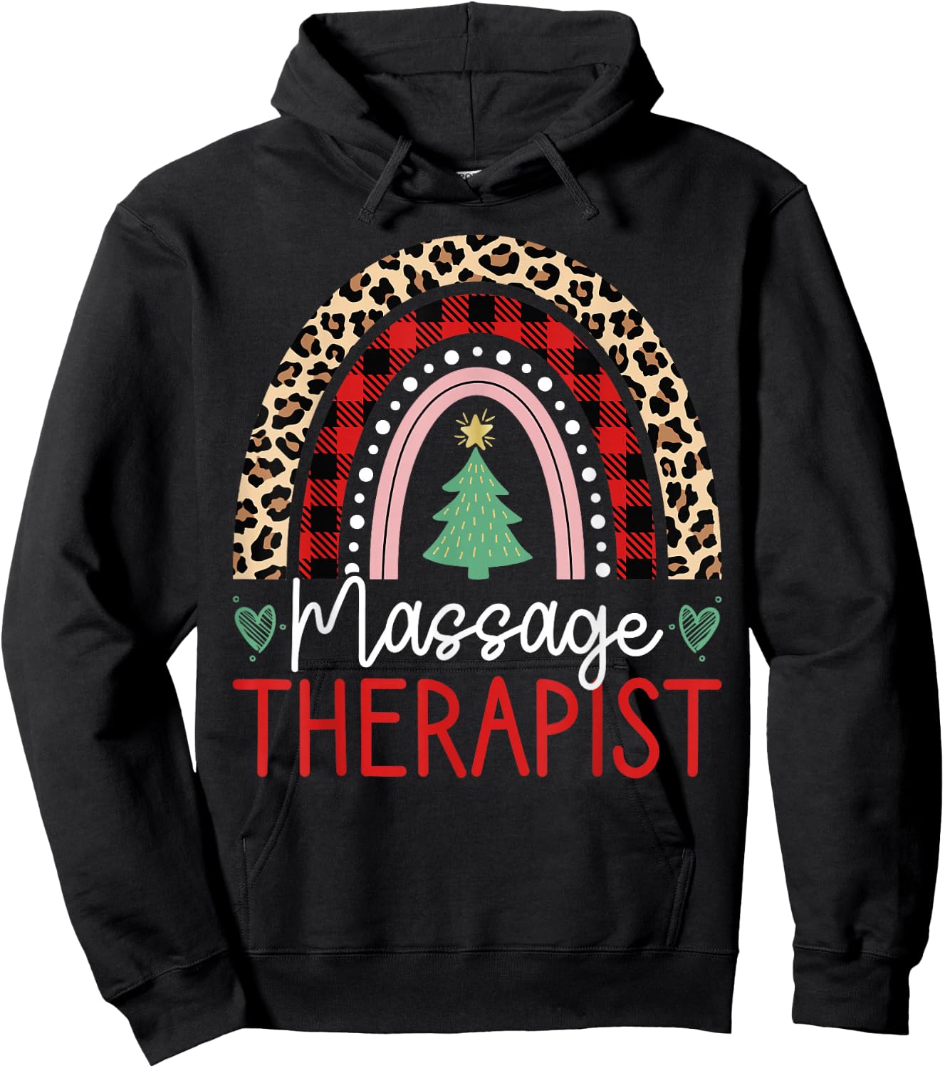 Massage Therapist Rainbow Christmas Massage Therapy Masseuse Hoodie - Hoodie | Black