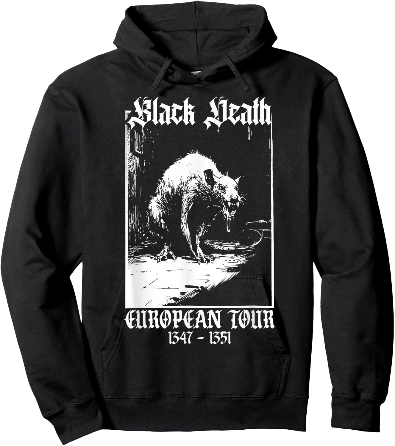 Black Death European Tour | Plague Rat Medieval History Goth Hoodie - Hoodie | Black