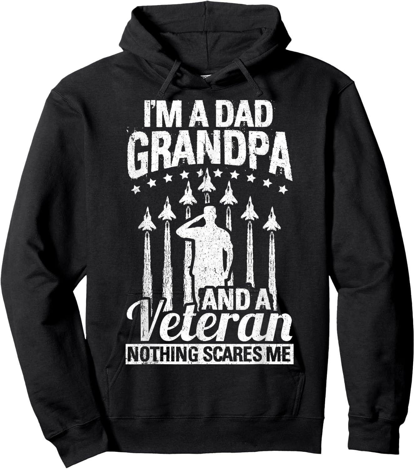 I'm A Dad Grandpa & Veteran Fathers Day Papa Grandpa Gift Hoodie - Hoodie | Black