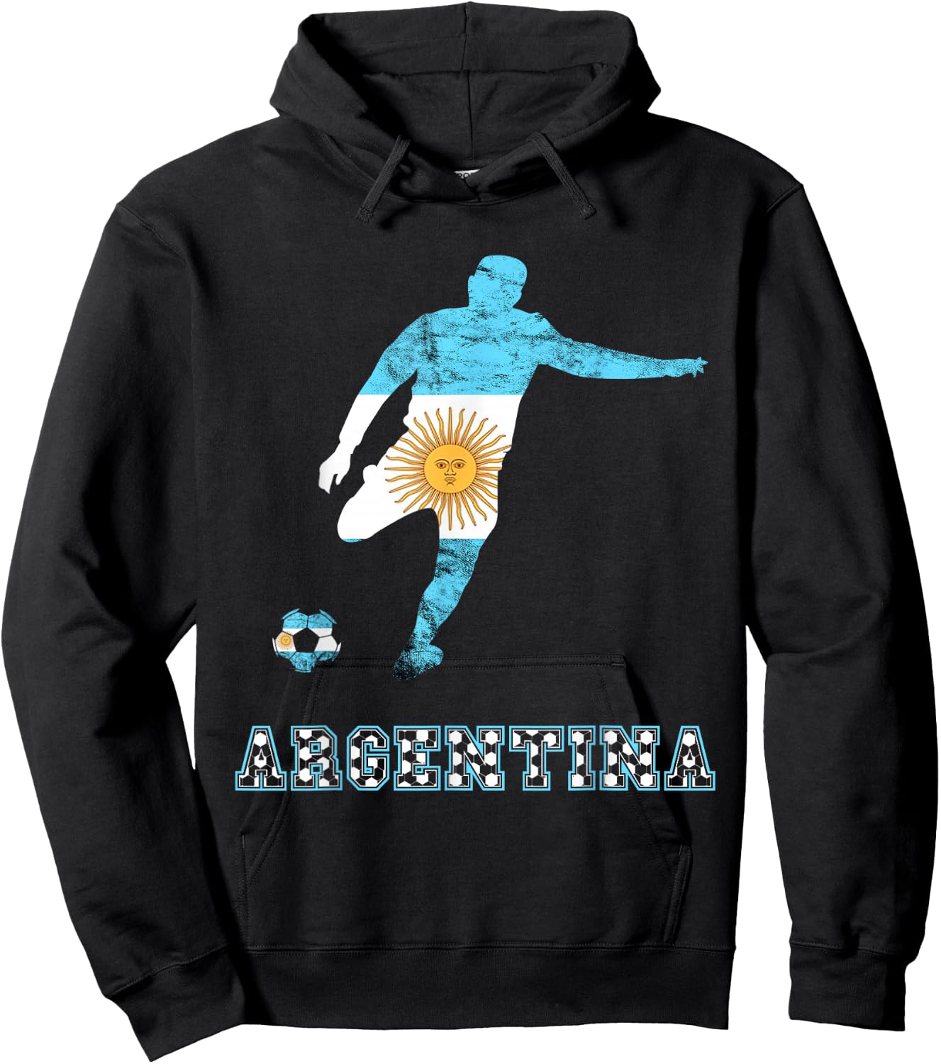 Argentina Argentina Soccer Player Sun Of May Argentina Flag Hoodie - Hoodie | Black