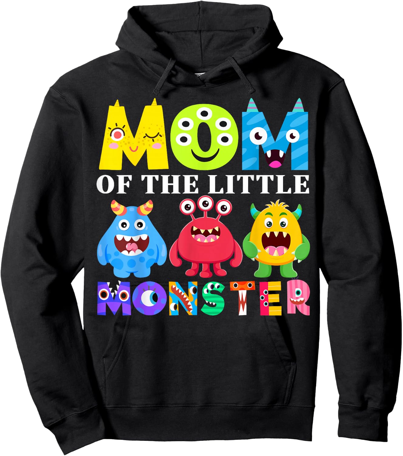 Mom Little Monster Kids 1st Birthday Party Family Monster Hoodie - Hoodie | Black