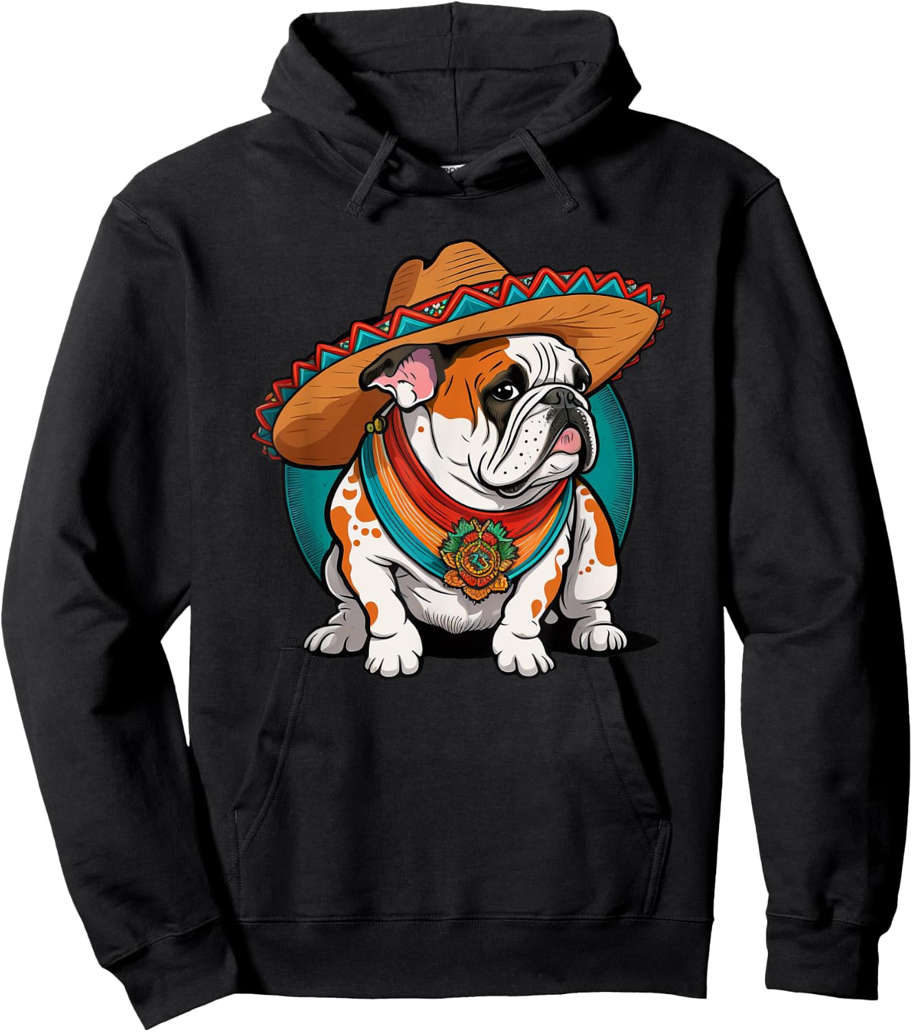 Hispanic Pride English bulldog with Sombrero Heritage Hoodie - Hoodie | Black