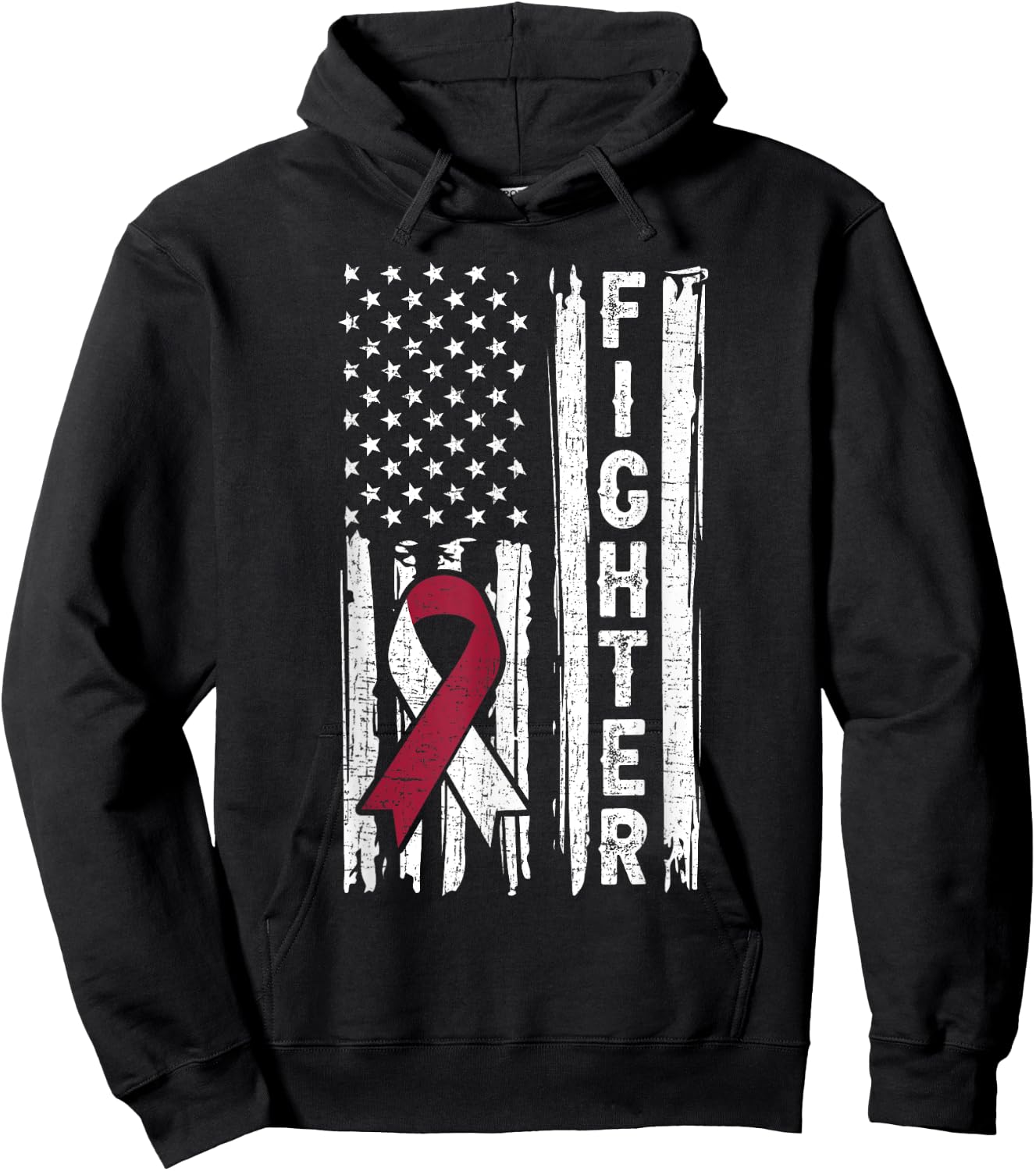 Head and Neck Cancer Patient Fighter Throat Oral Cancer Flag Hoodie - Hoodie | Black