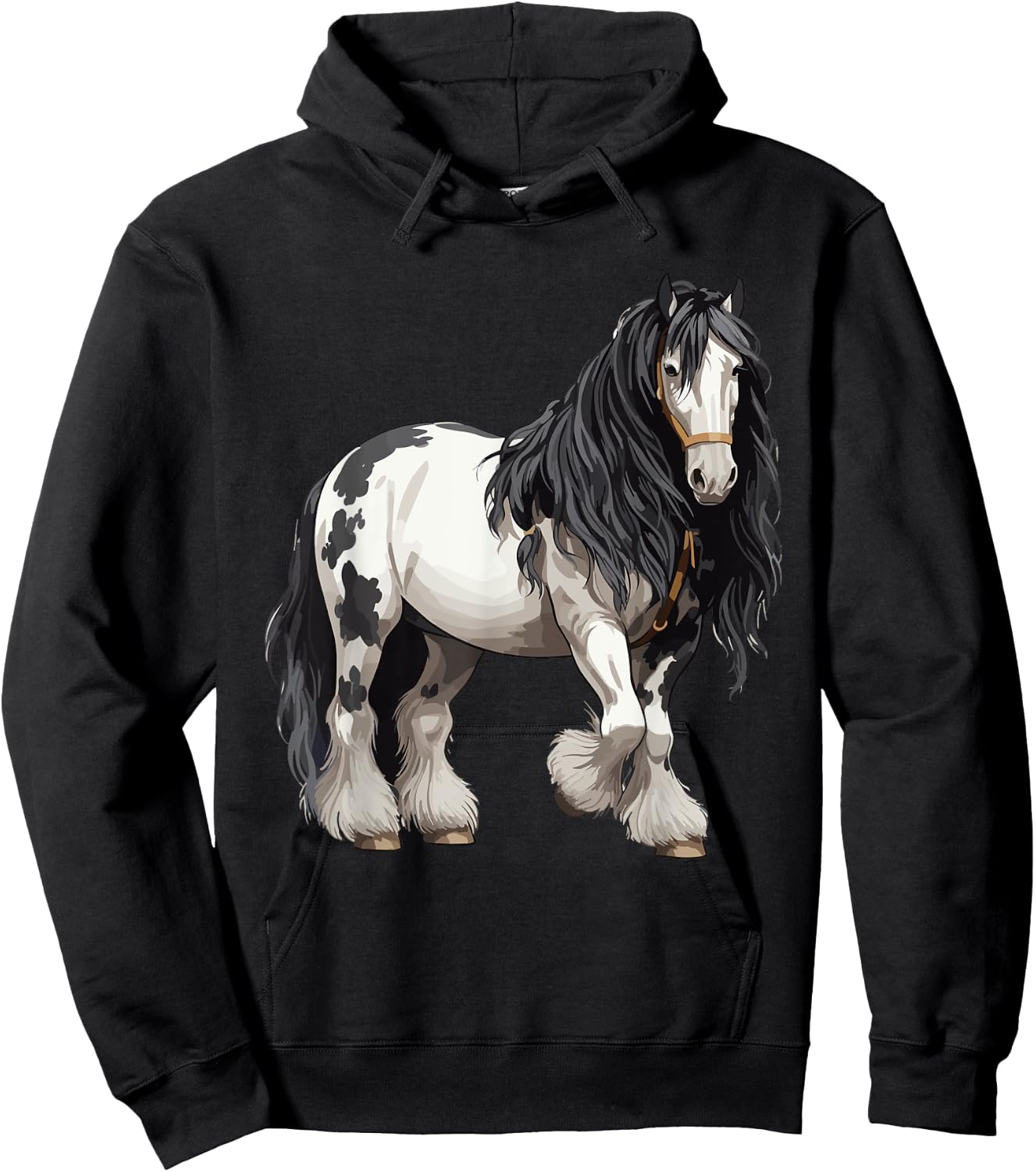 Black Gypsy Vanner Horse Lover Riding Equestrian Hoodie - Hoodie | Black