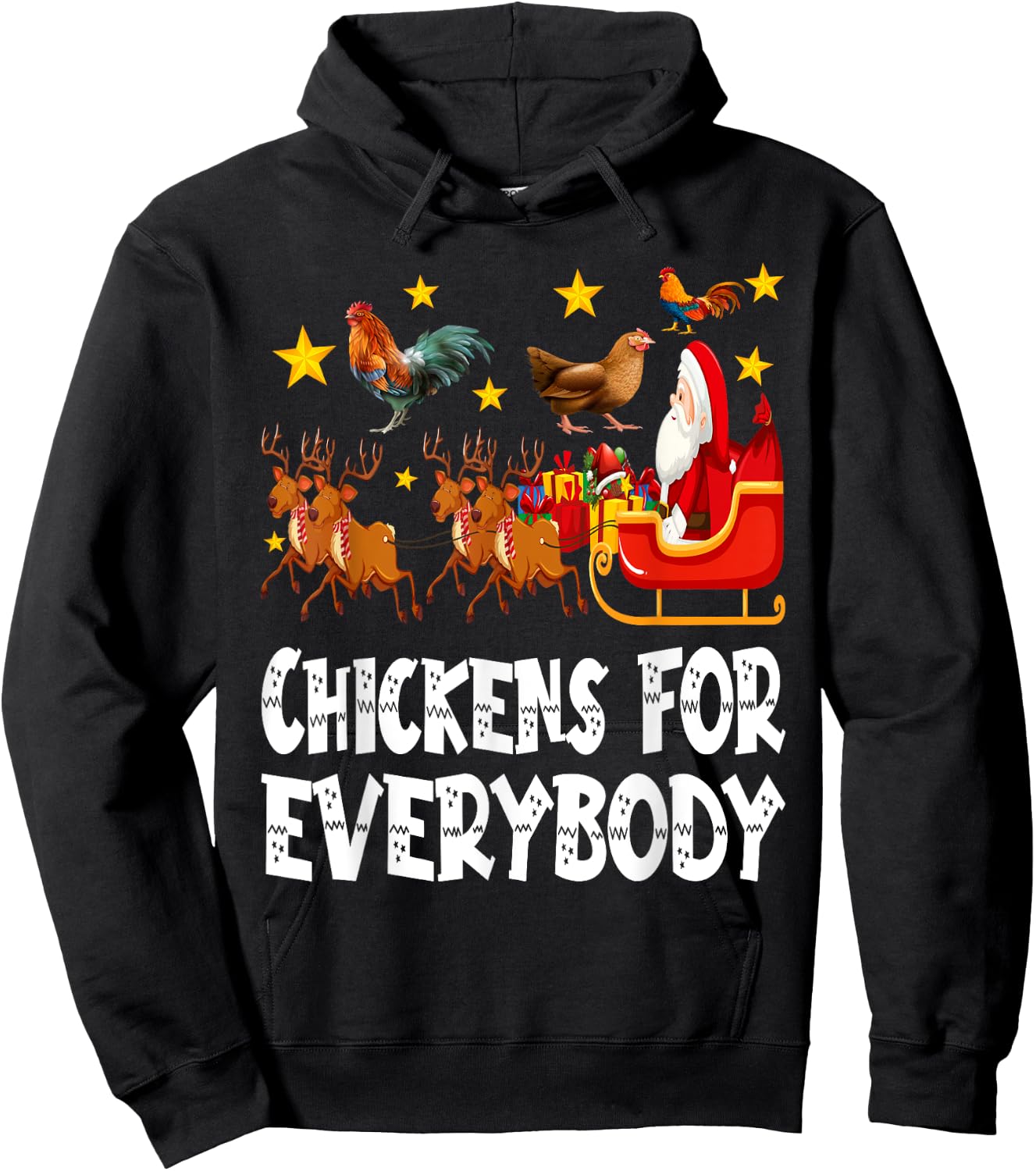 Chickens For Everybody Christmas Chicken Funny Xmas Santa Hoodie - Hoodie | Black