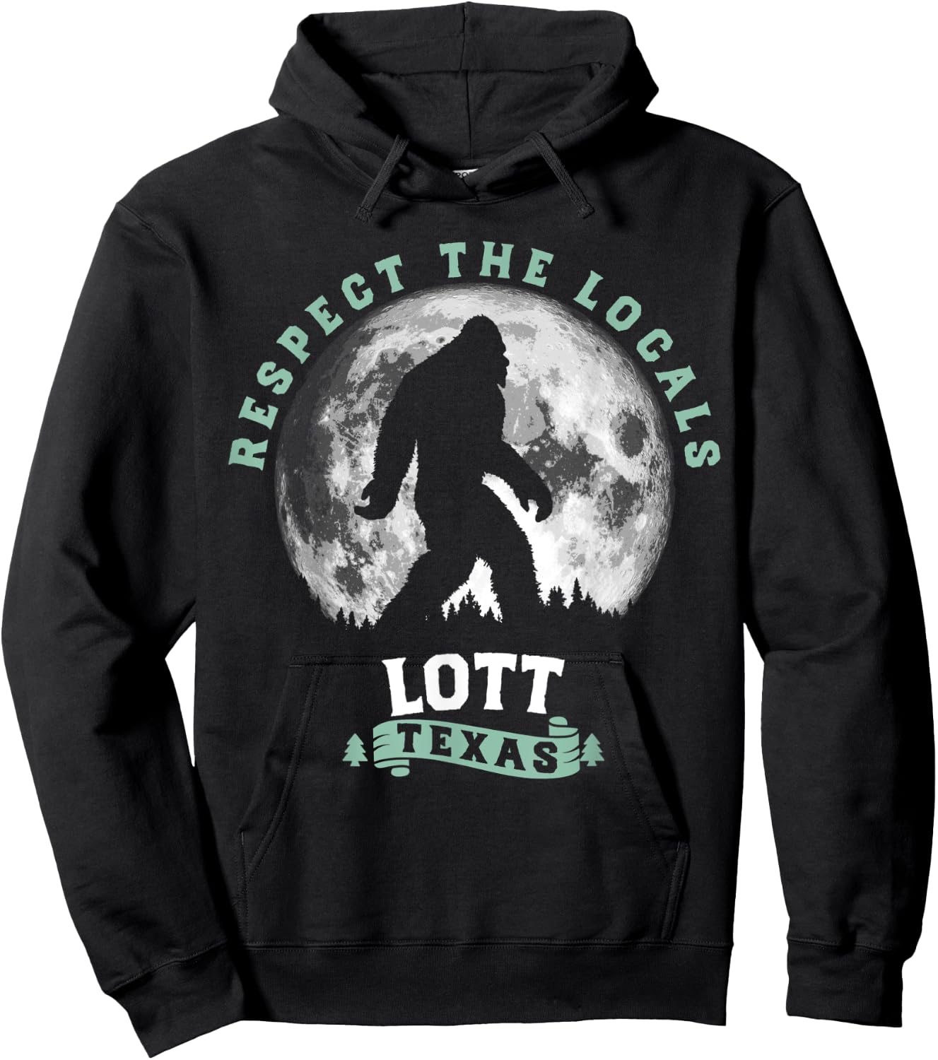 Lott Texas Bigfoot Night Walk Retro Moon Hoodie - Hoodie | Black