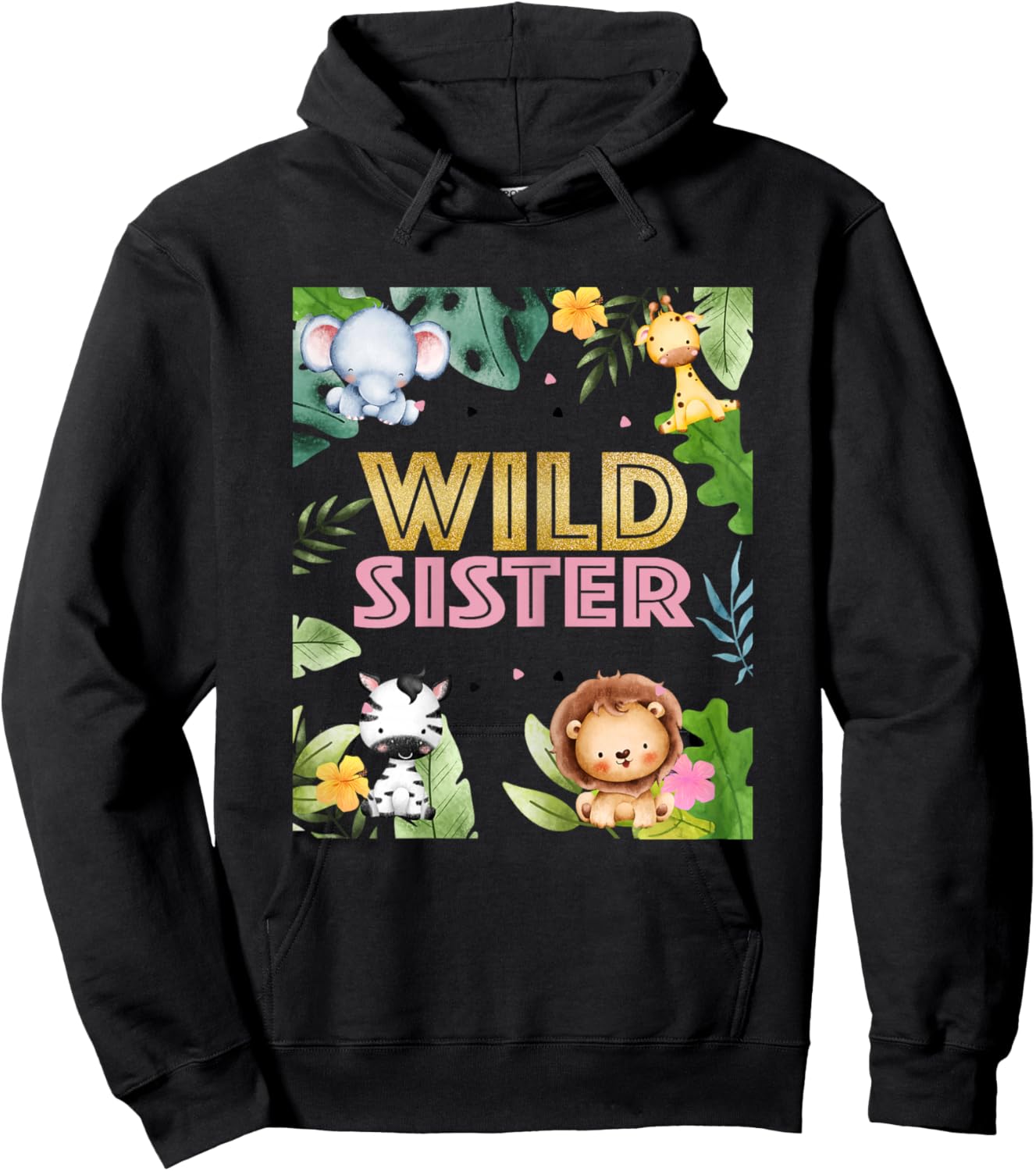 Sister 2nd Birthday Two Wild Second Bday Animal Party Hoodie - Hoodie | Black