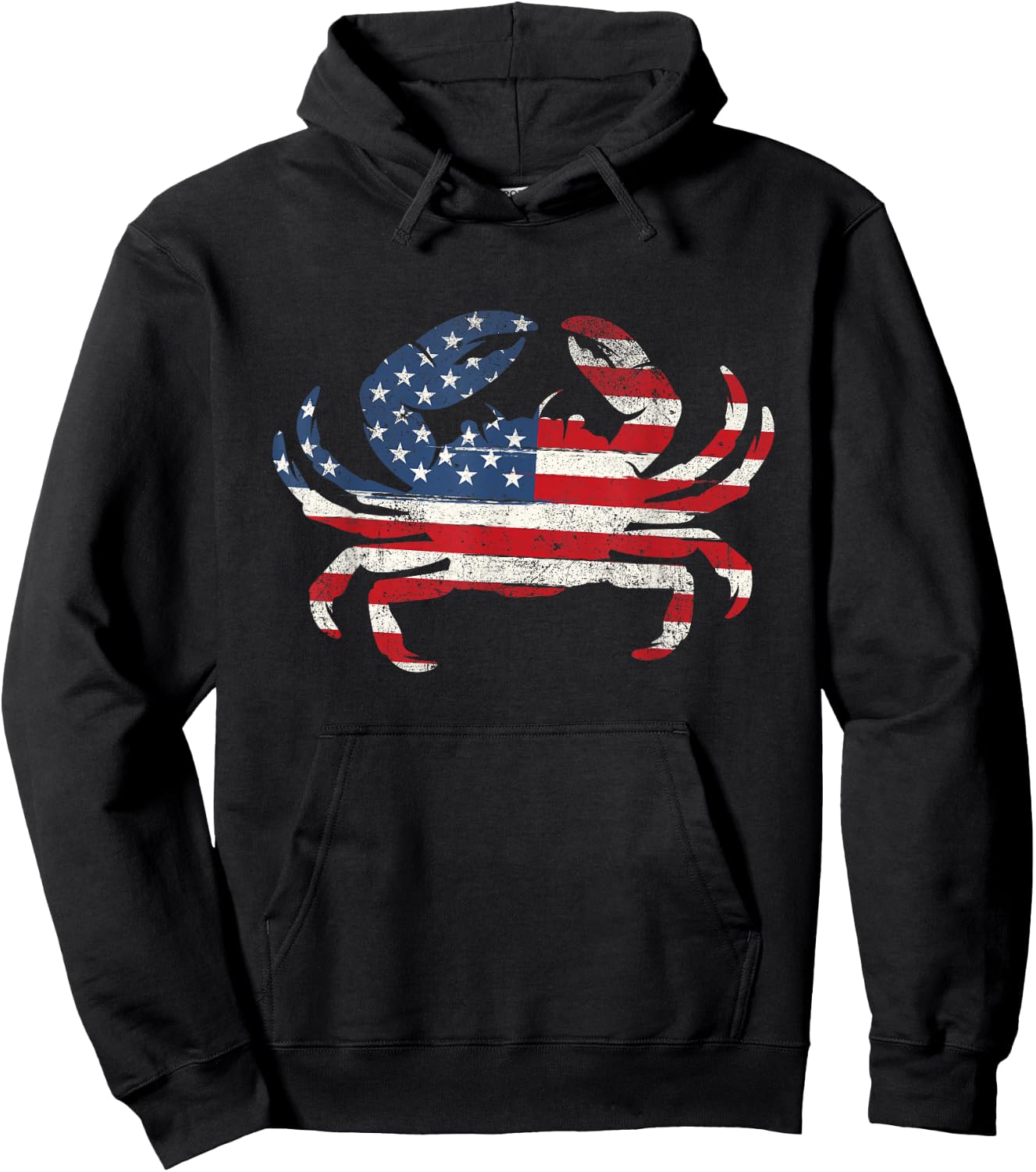 USA American Flag Crab - 4th of July Crabber Animal Lover Hoodie - Hoodie | Black