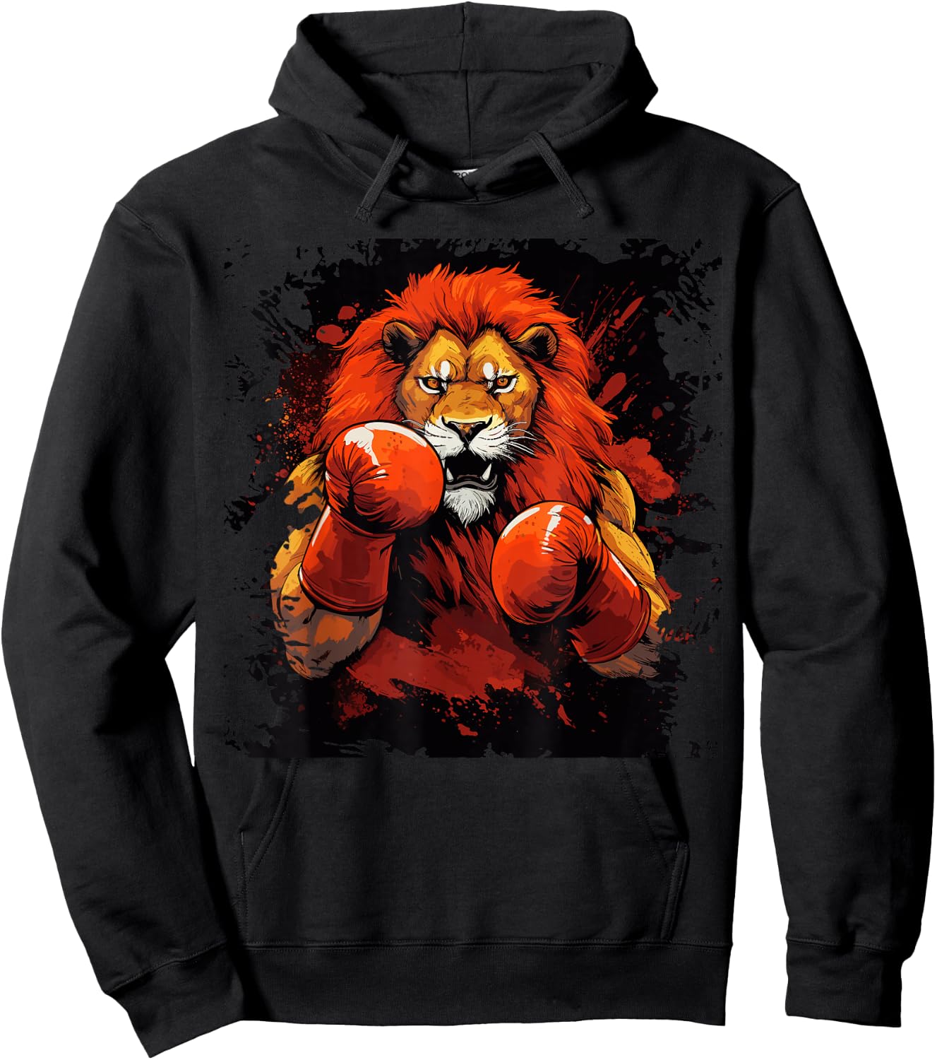 Vintage Boxing Lion Boxer With Sport Boxing Gloves Hoodie - Hoodie | Black