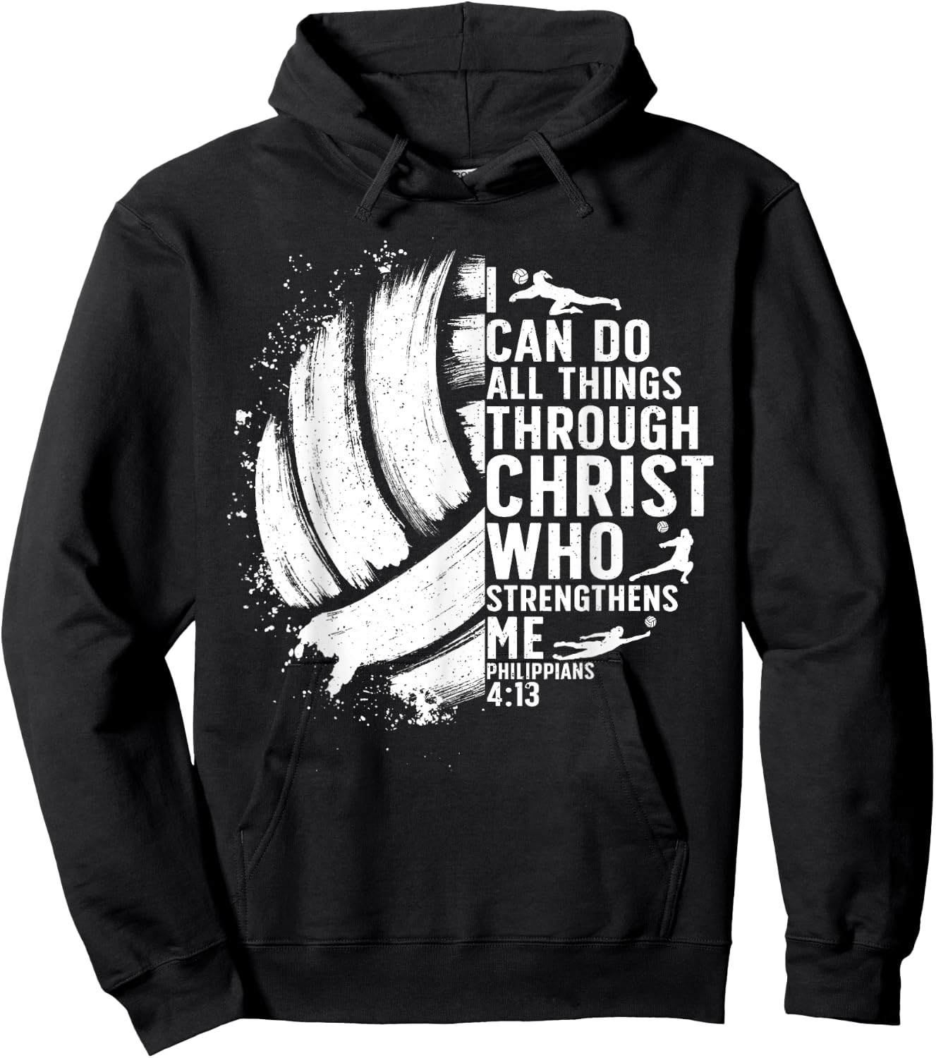 Funny Volleyball Christian Design Women Boys Girls Hoodie - Hoodie | Black