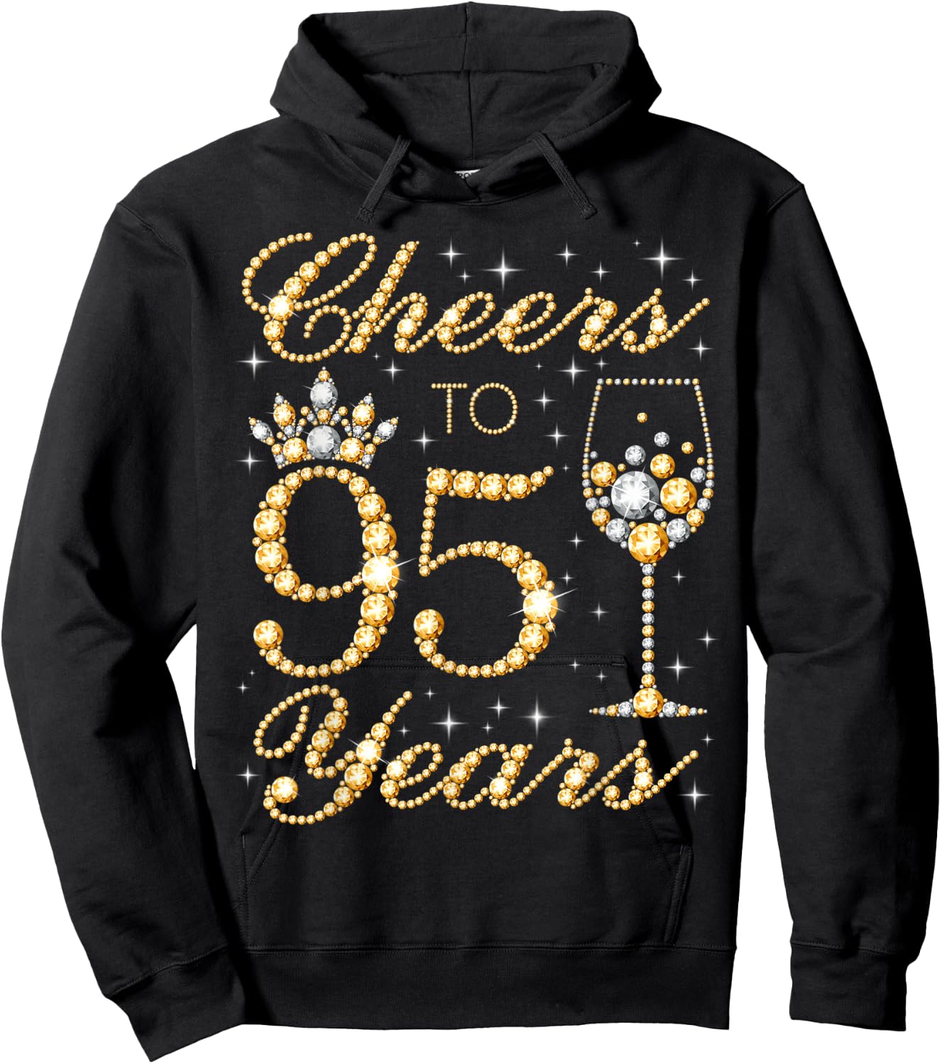 Cheers to 95 Years, 95th Queen's Birthday, 95 Years Old Hoodie - Hoodie | Black