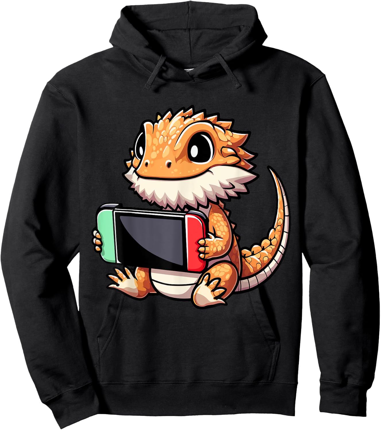 Cute Bearded Dragon Gamer - Funny Video Game Lizard Hoodie - Hoodie | Black