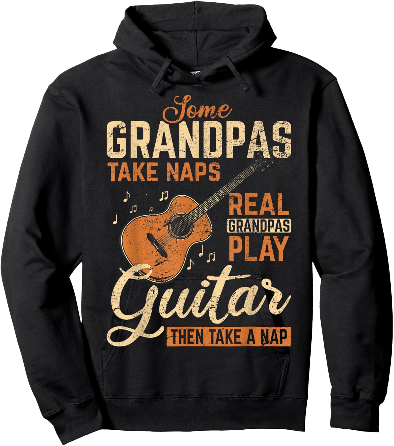 Real Grandpas Play Guitar Then Take Nap Funny Guitarist Hoodie - Hoodie | Black