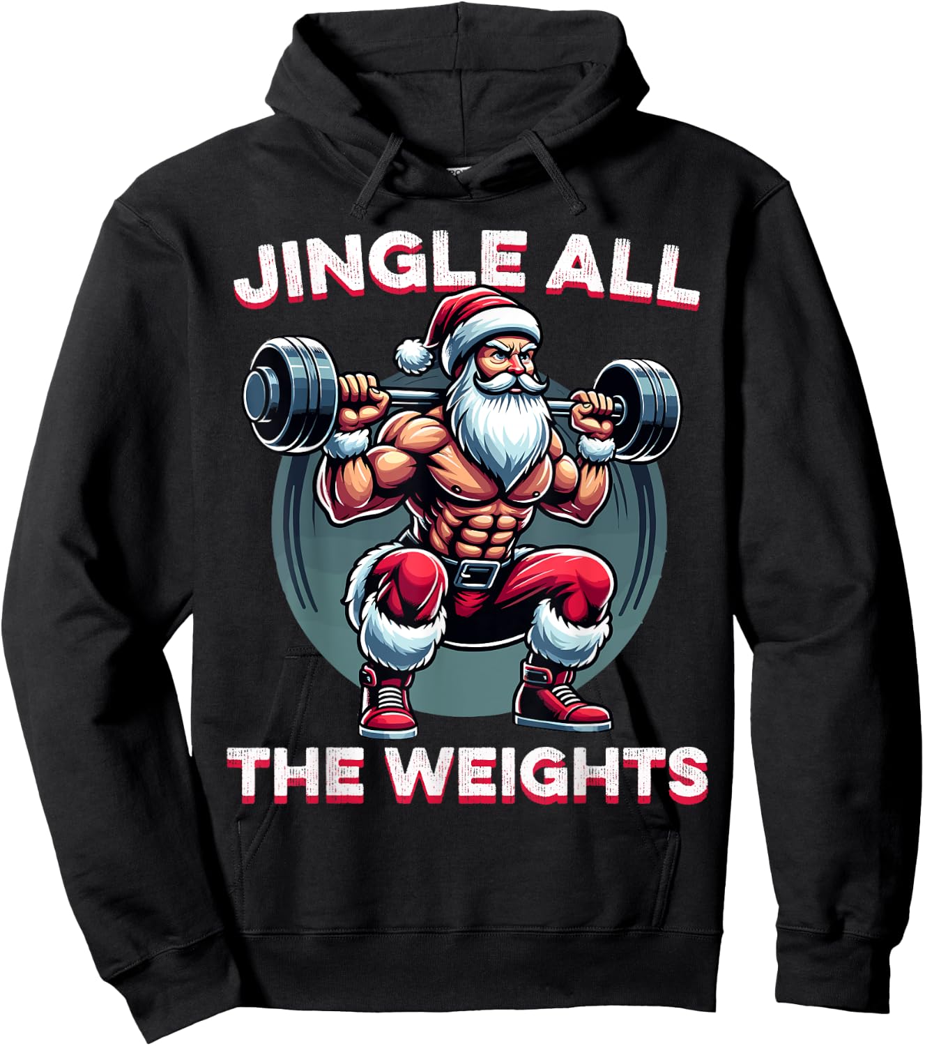 Jingle All The Weights Santa Weightlifting Christmas Fitness Hoodie - Hoodie | Black