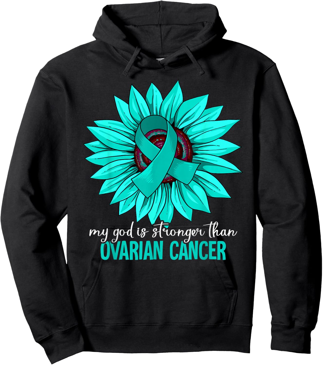 Ovarian Cancer Awareness Gift -Youth Awareness Black Small Modern Round Collar Short Sleeve Classic Fit Hoodie - Hoodie | Black