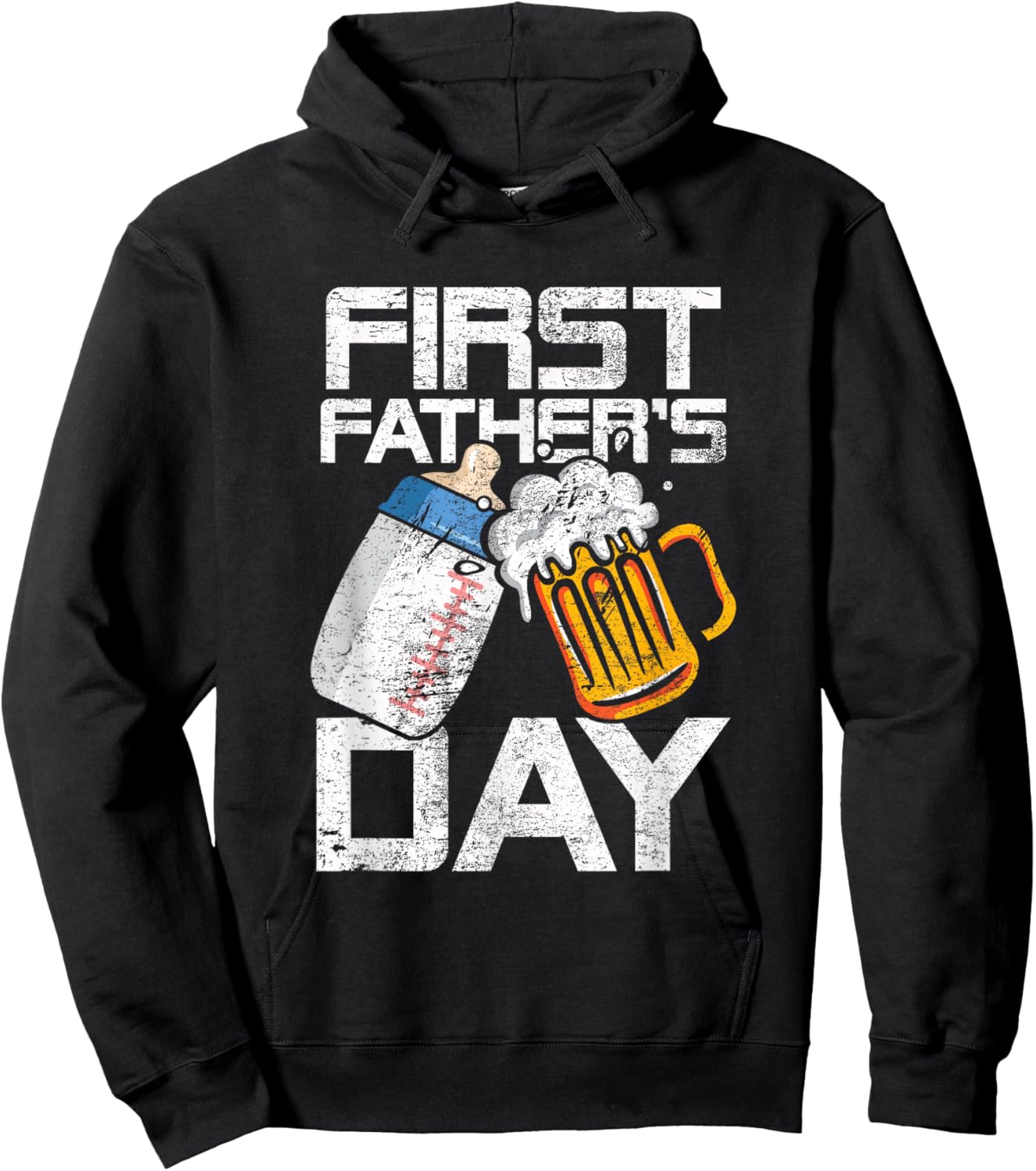 Beer Baby Bottle Daddy Dad Joke First Fathers Day Men Women Hoodie - Hoodie | Black