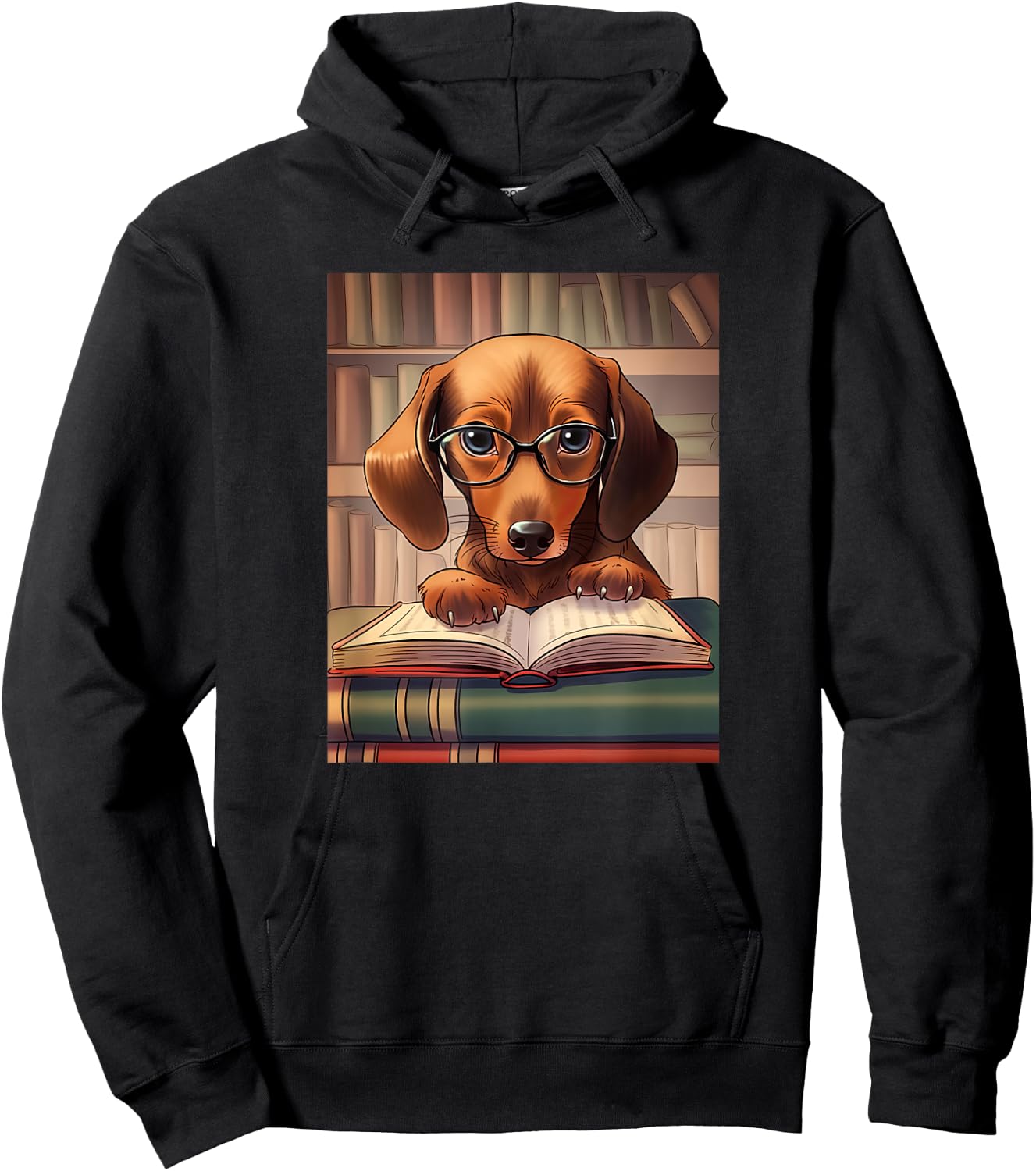 Dachshund Reading Funny Dog Book Lover Men Women Kids Hoodie - Hoodie | Black