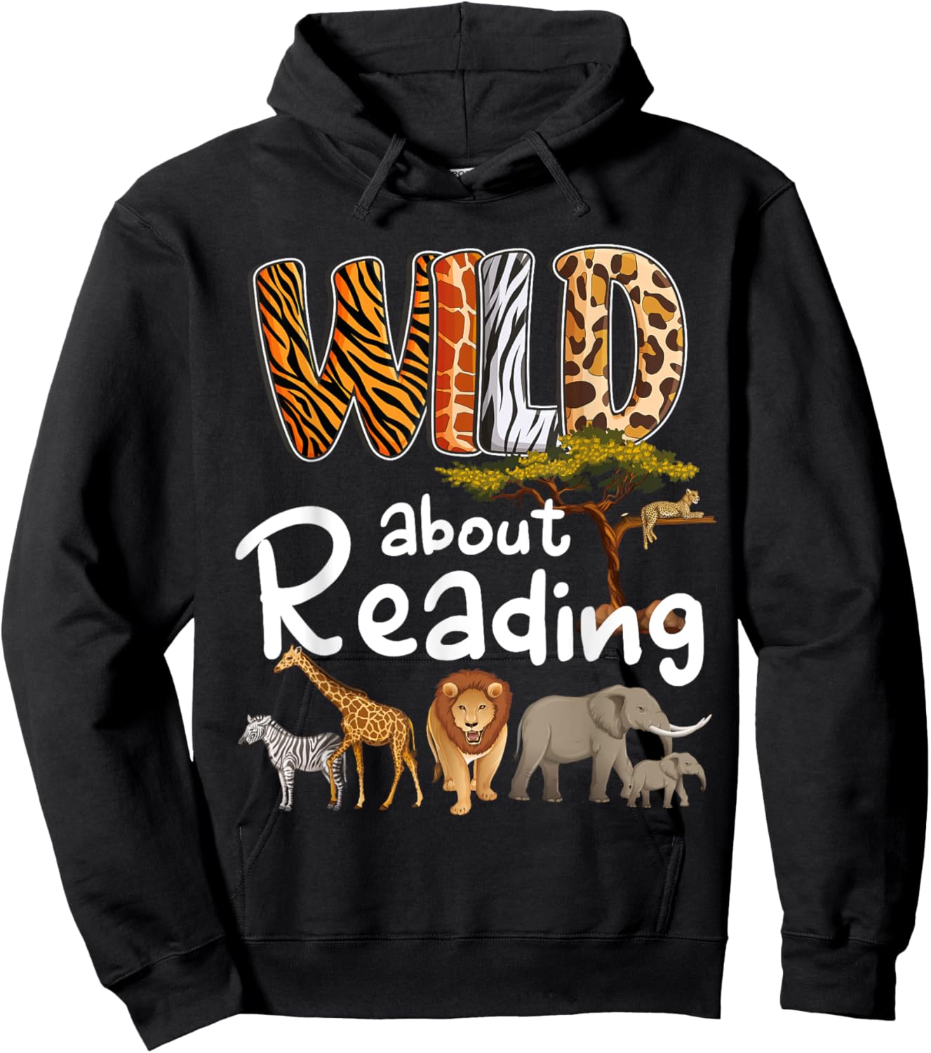 Wild About Reading Books Reader Lover Bookworm Librarian Men Hoodie - Hoodie | Black