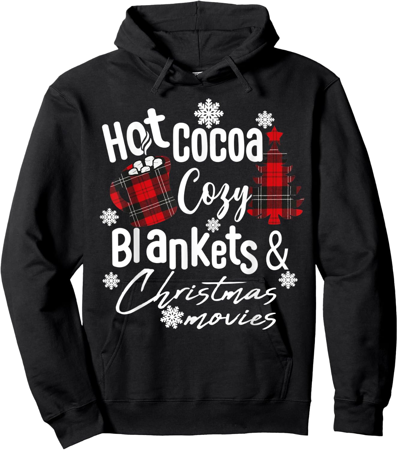 Hot Cocoa Warm Blankets and Christmas Movies Christmas tree Hoodie - Hoodie | Black