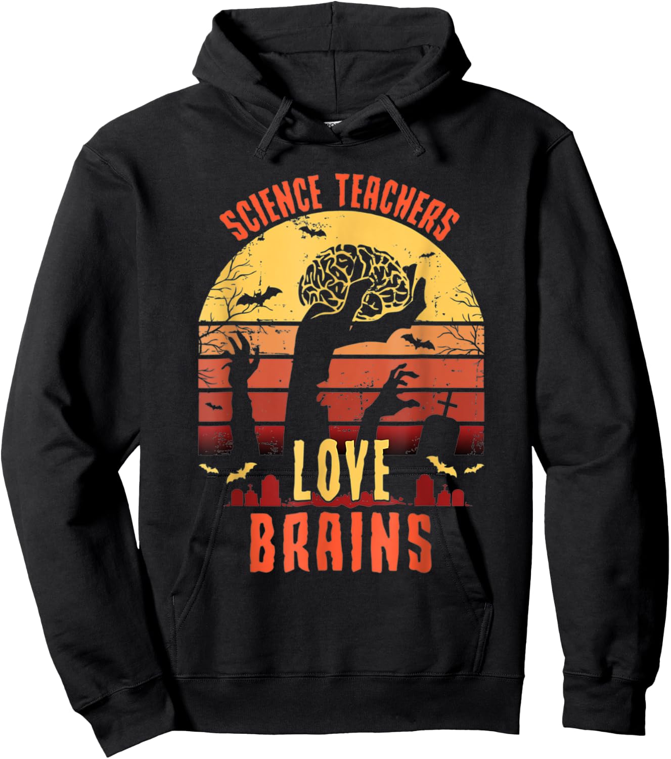 Science Teachers love brains Funny Teachers Halloween Hoodie - Hoodie | Black