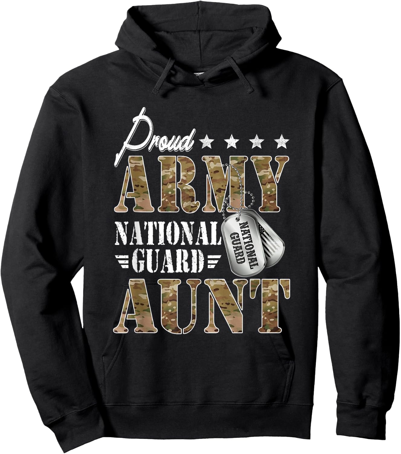 Proud Army National Guard Aunt National Guard Women's Black Regular Fit Short Sleeve Small Modern Military Graduation Hoodie - Hoodie | Black