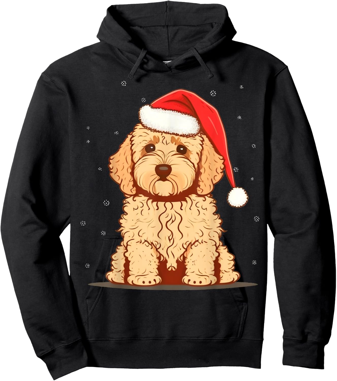 Xmas Golden Doodle Santa on Christmas Goldendoodle Hoodie - Hoodie | Black
