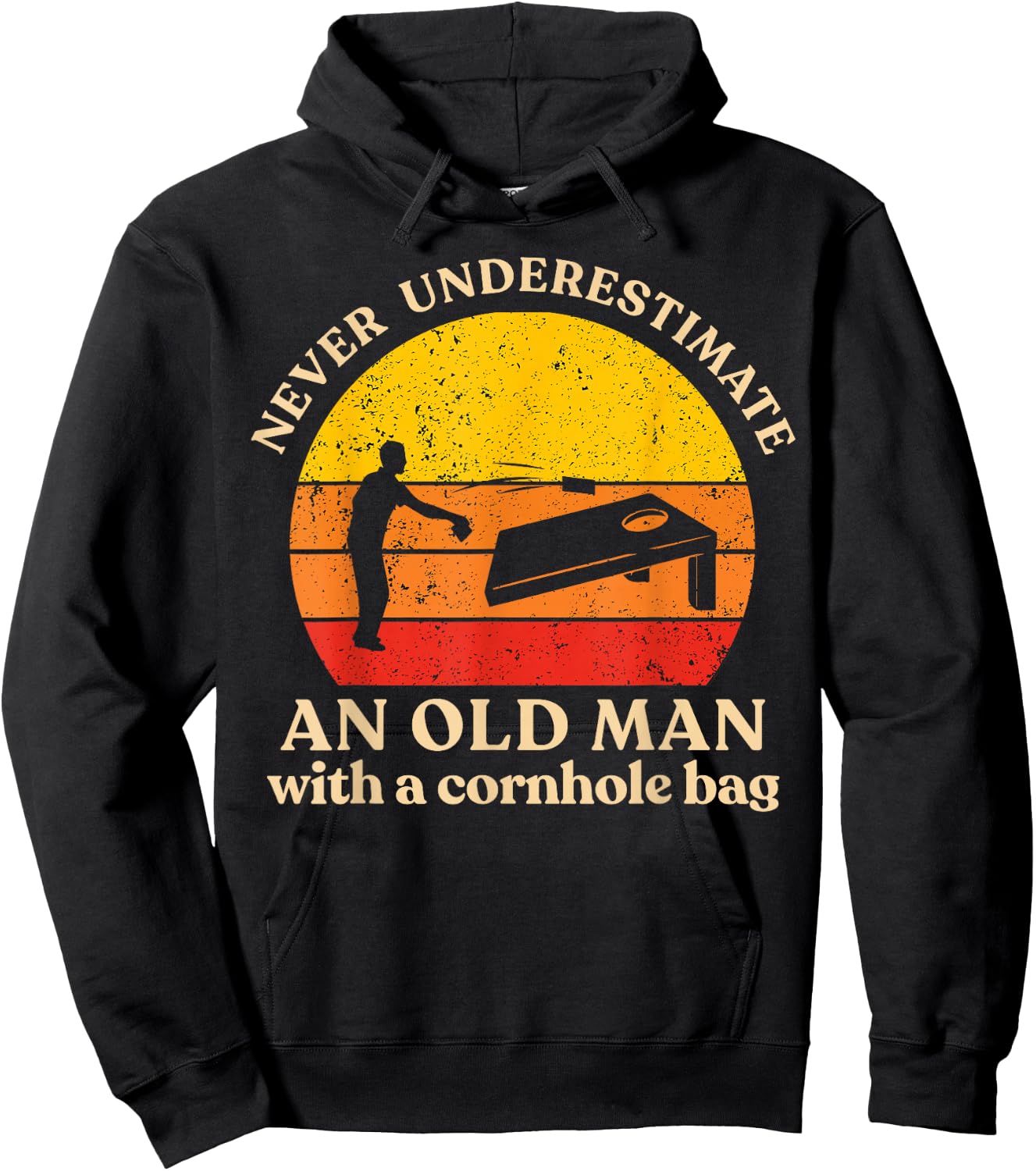 Never Underestimate an Old Man with a Cornhole Bag Cornhole Hoodie - Hoodie | Black