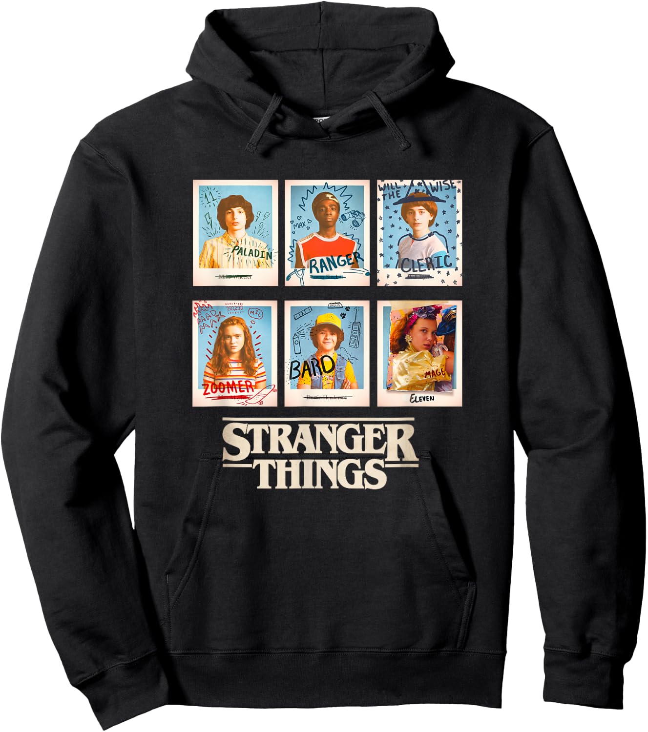 Stranger Things Main Characters Vintage Yearbook Pictures Hoodie - Hoodie | Black