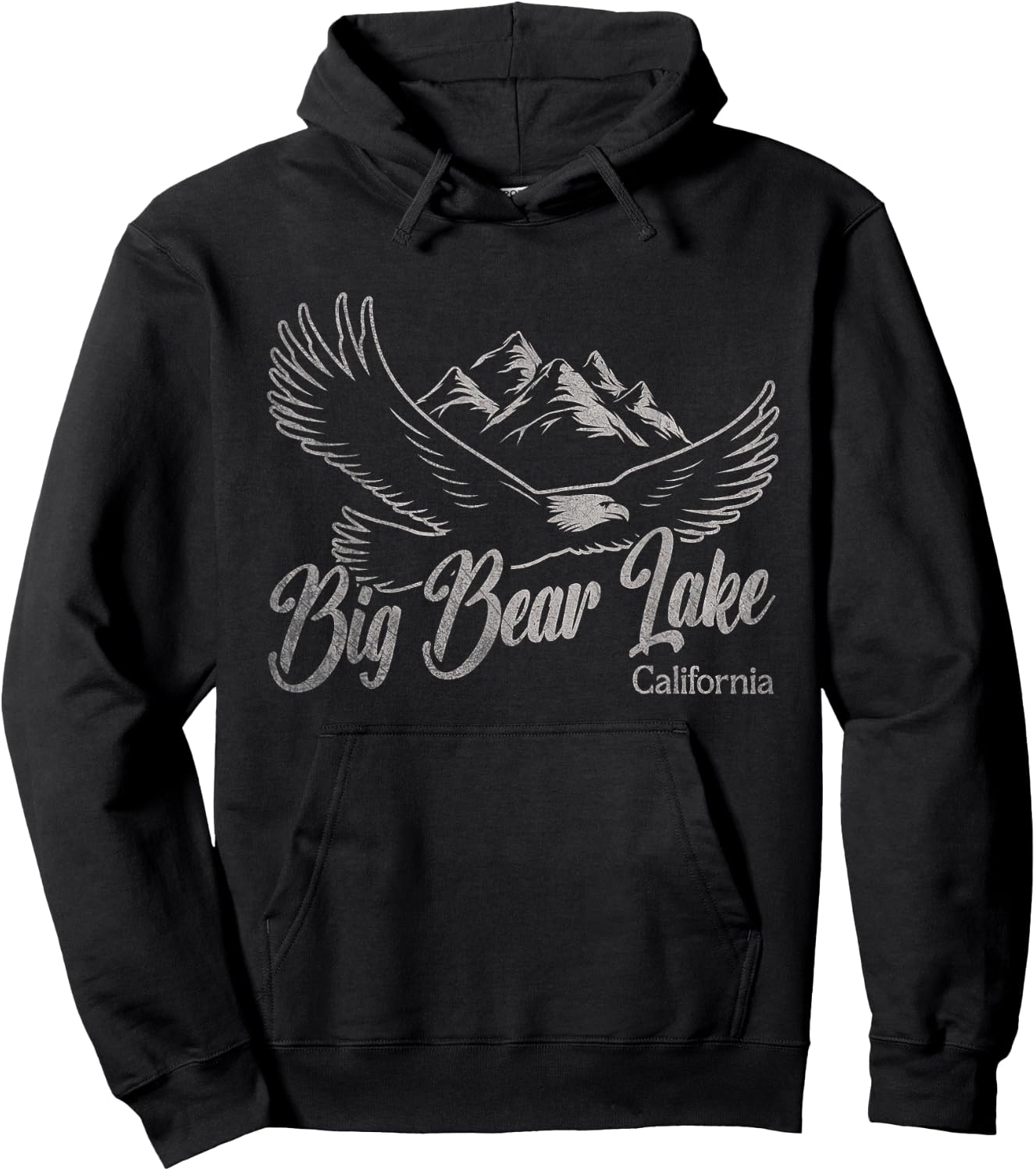 Vintage Big Bear Lake California Mountains Eagle Hoodie - Hoodie | Black