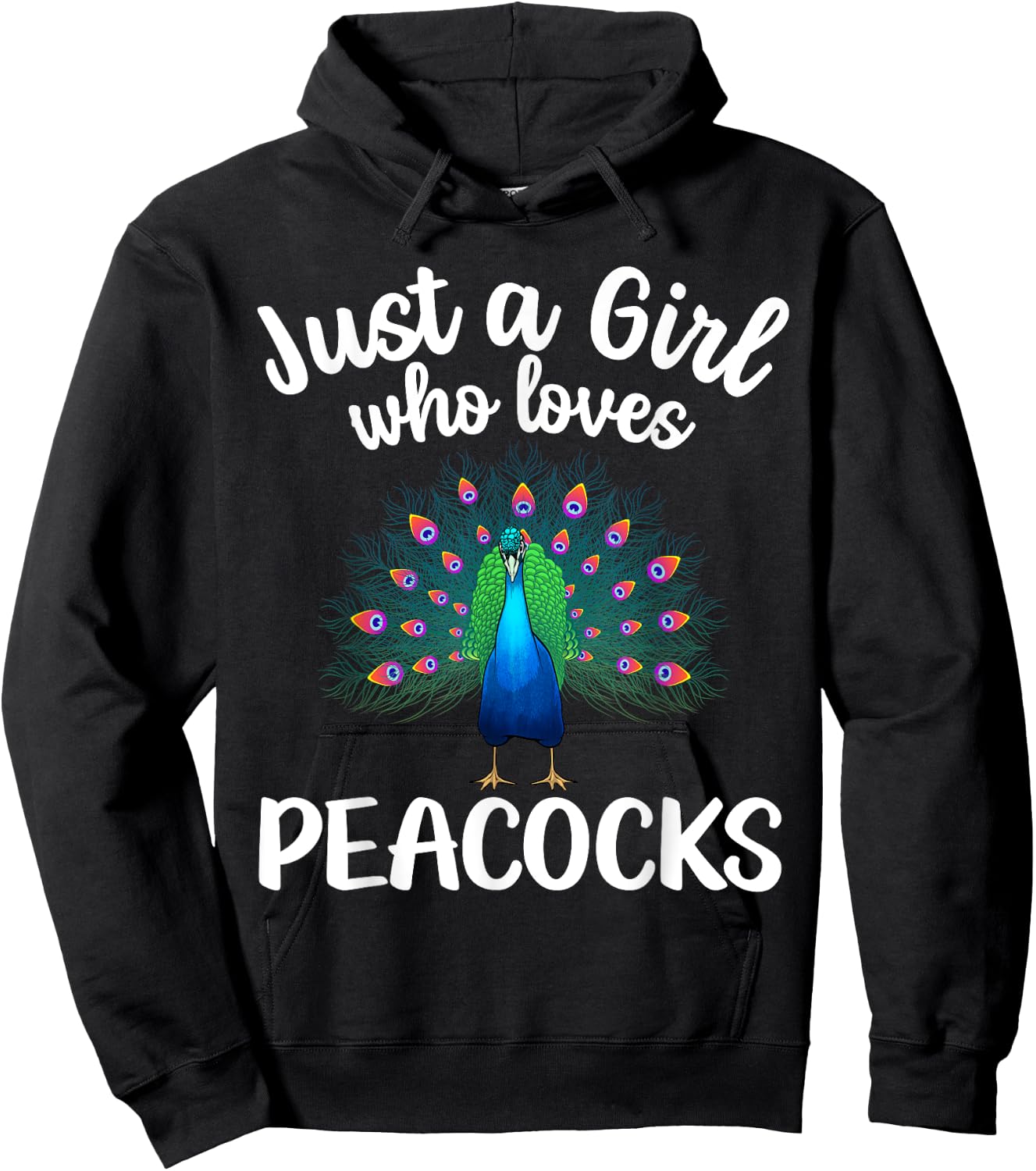 Funny Peacock Design For Girls Kids Youth Peacock Bird Lover Hoodie - Hoodie | Black