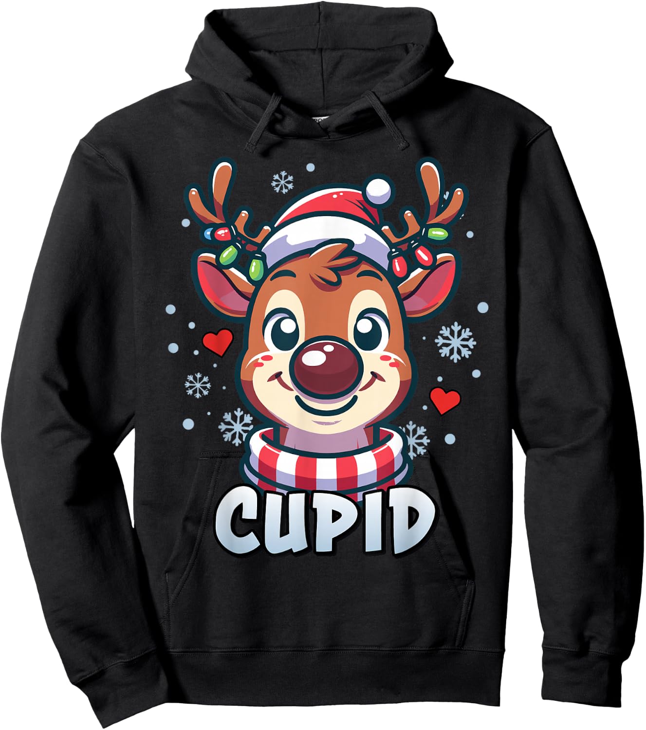 Santa’s Reindeer Cupid Xmas Group Costume Hoodie - Hoodie | Black