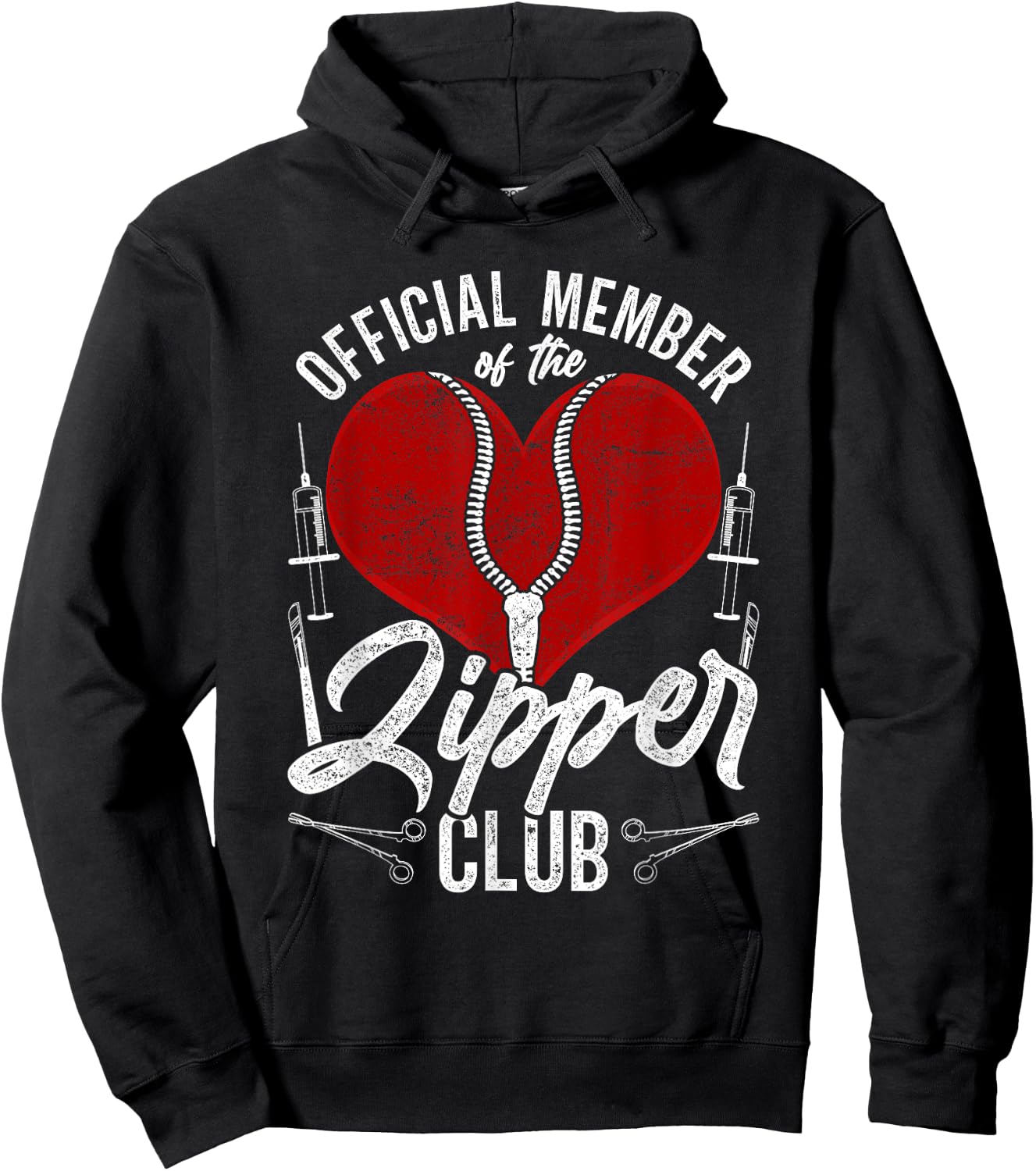 Official Member Of The Zipper Club Open Heart Surgery Hoodie - Hoodie | Black