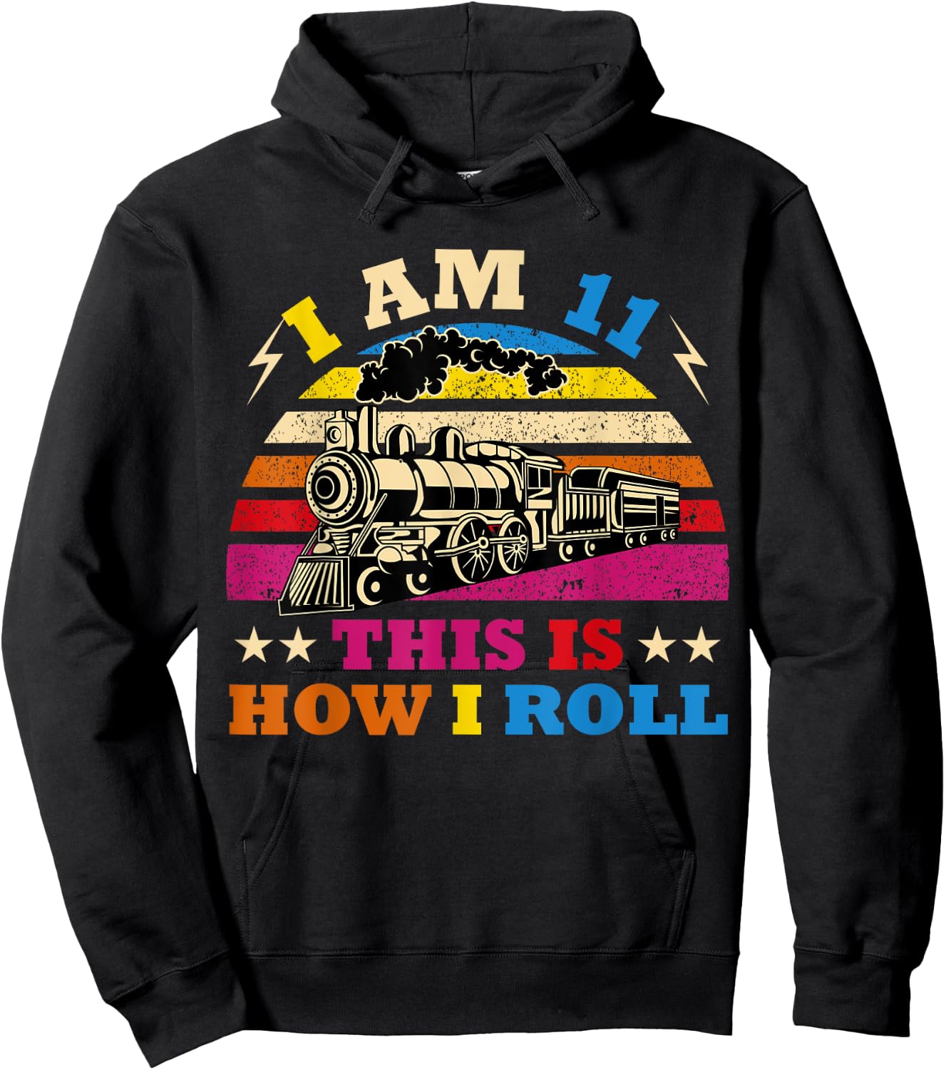11th Birthday Boy Train 11 Year Old Funny B-Day Matching Hoodie - Hoodie | Black