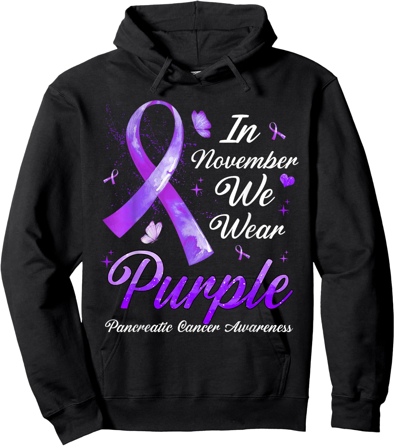 In November We Wear Purple Pancreatic Cancer Awareness Hoodie - Hoodie | Black