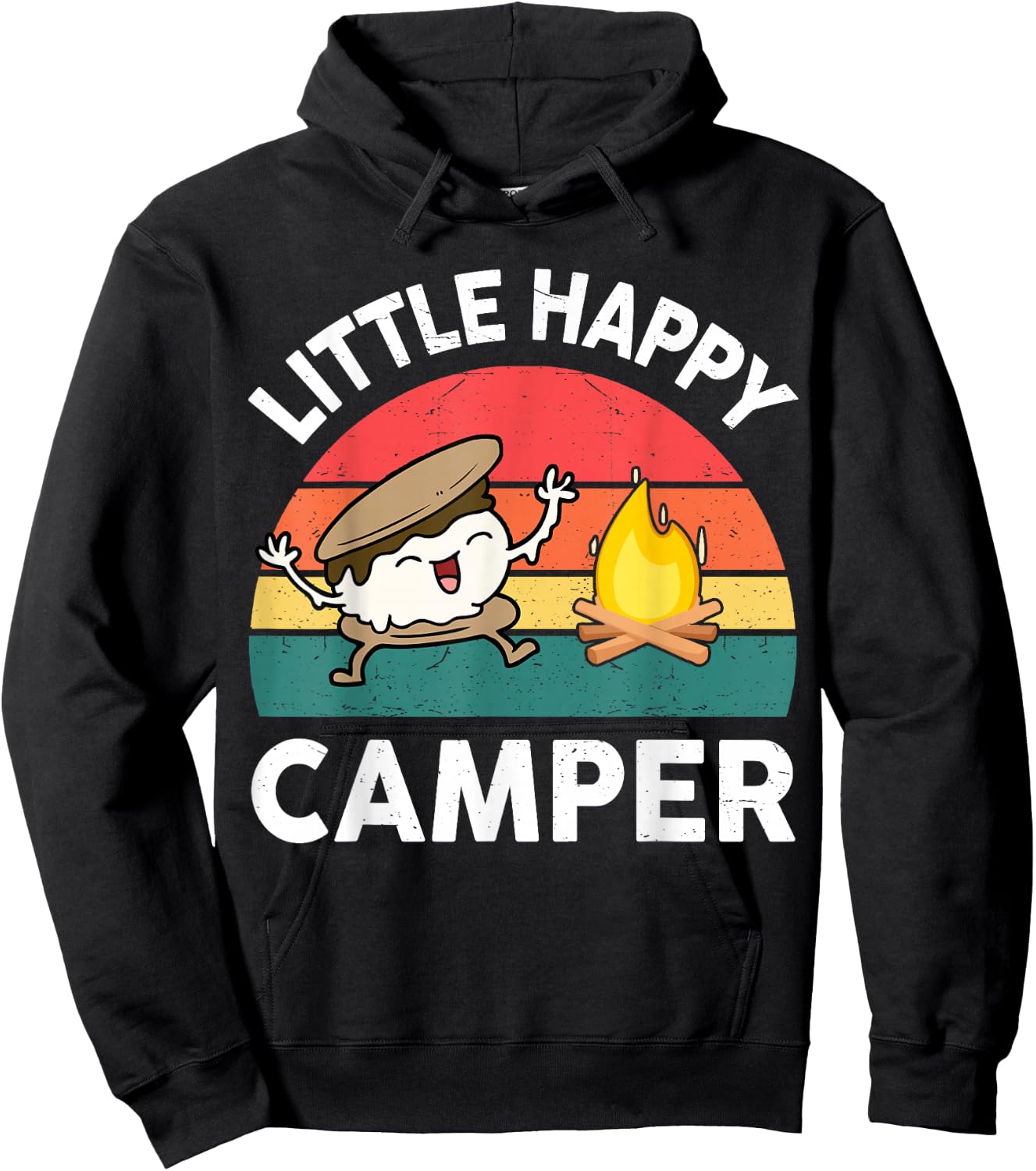 Kid Little Happy Camper Funny Boy Girl Toddler Smore Camping Hoodie - Hoodie | Black