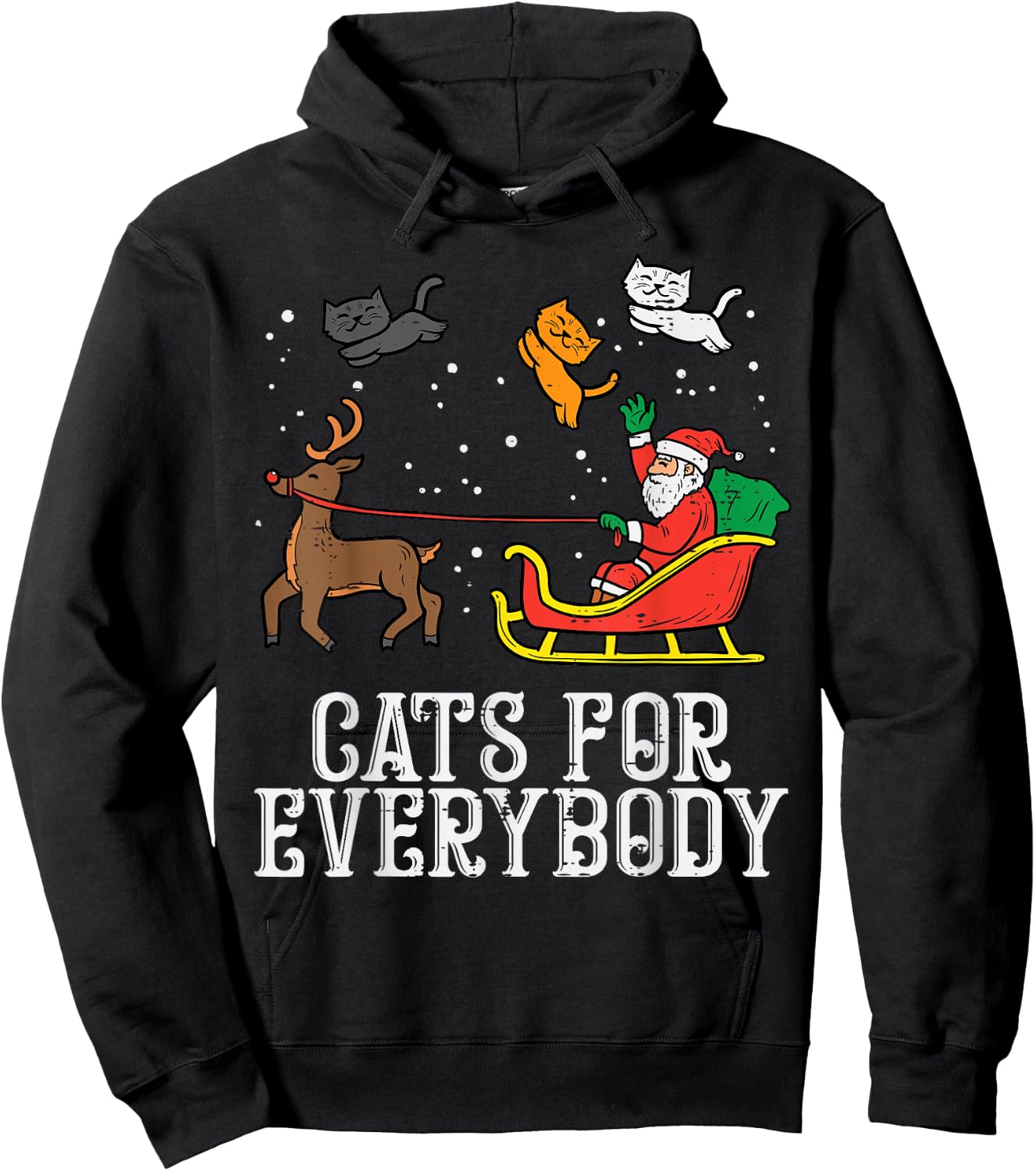Cats for Everybody Christmas Cat Funny Xmas Women Santa Hoodie - Hoodie | Black