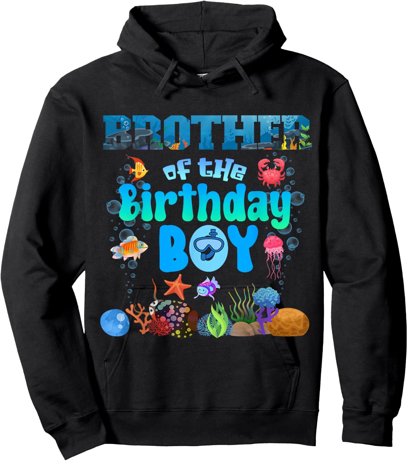Brother Of The Birthday Boy Aquarium Sea Animals Matching Hoodie - Hoodie | Black