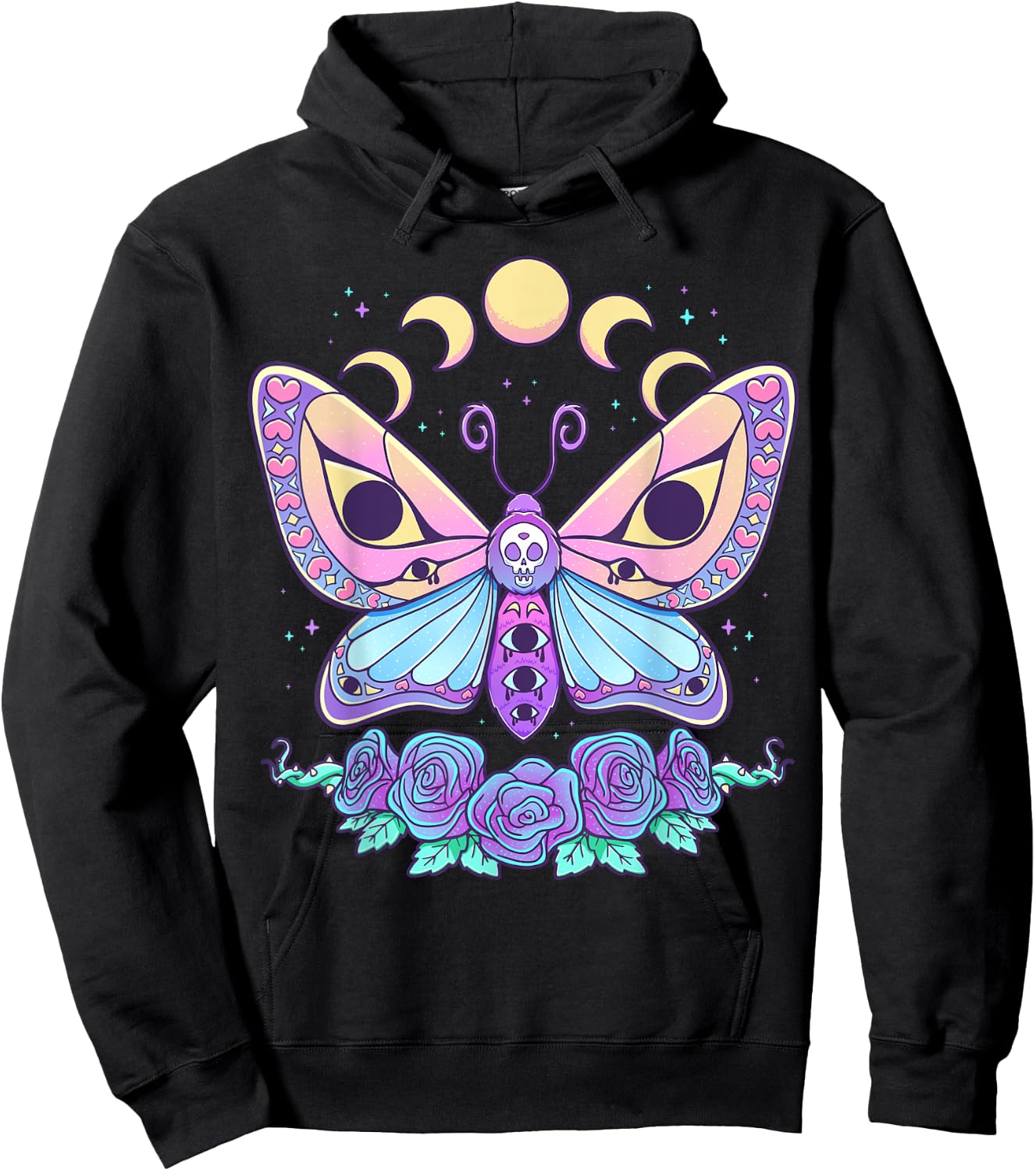 Pastel Goth Creepy Butterfly Moth Kawaii Emo Cute Nu Goth Hoodie - Hoodie | Black