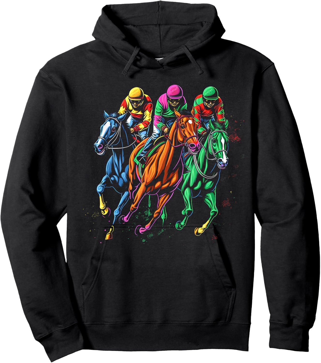 Vintage Horse Racing Painting Horse and Derby Lovers Hoodie - Hoodie | Black
