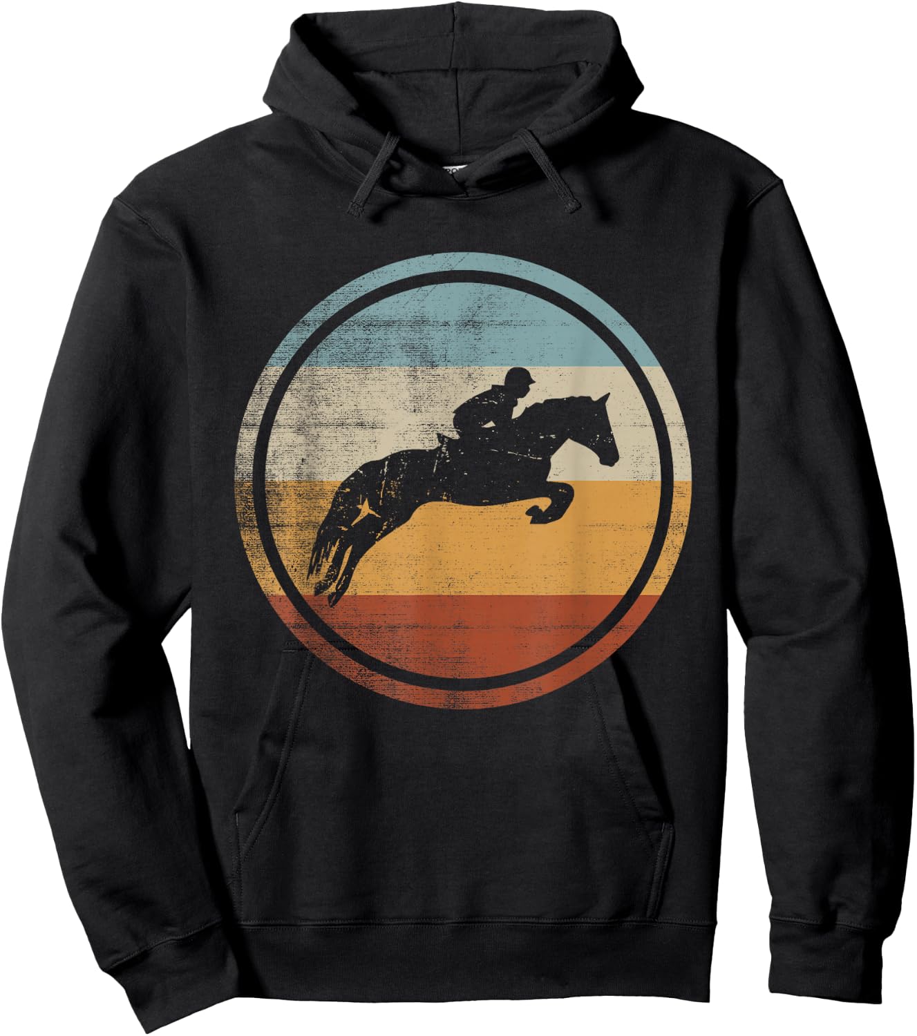 Retro Vintage Show Jumping Design Horse Rider Equestrian Hoodie - Hoodie | Black