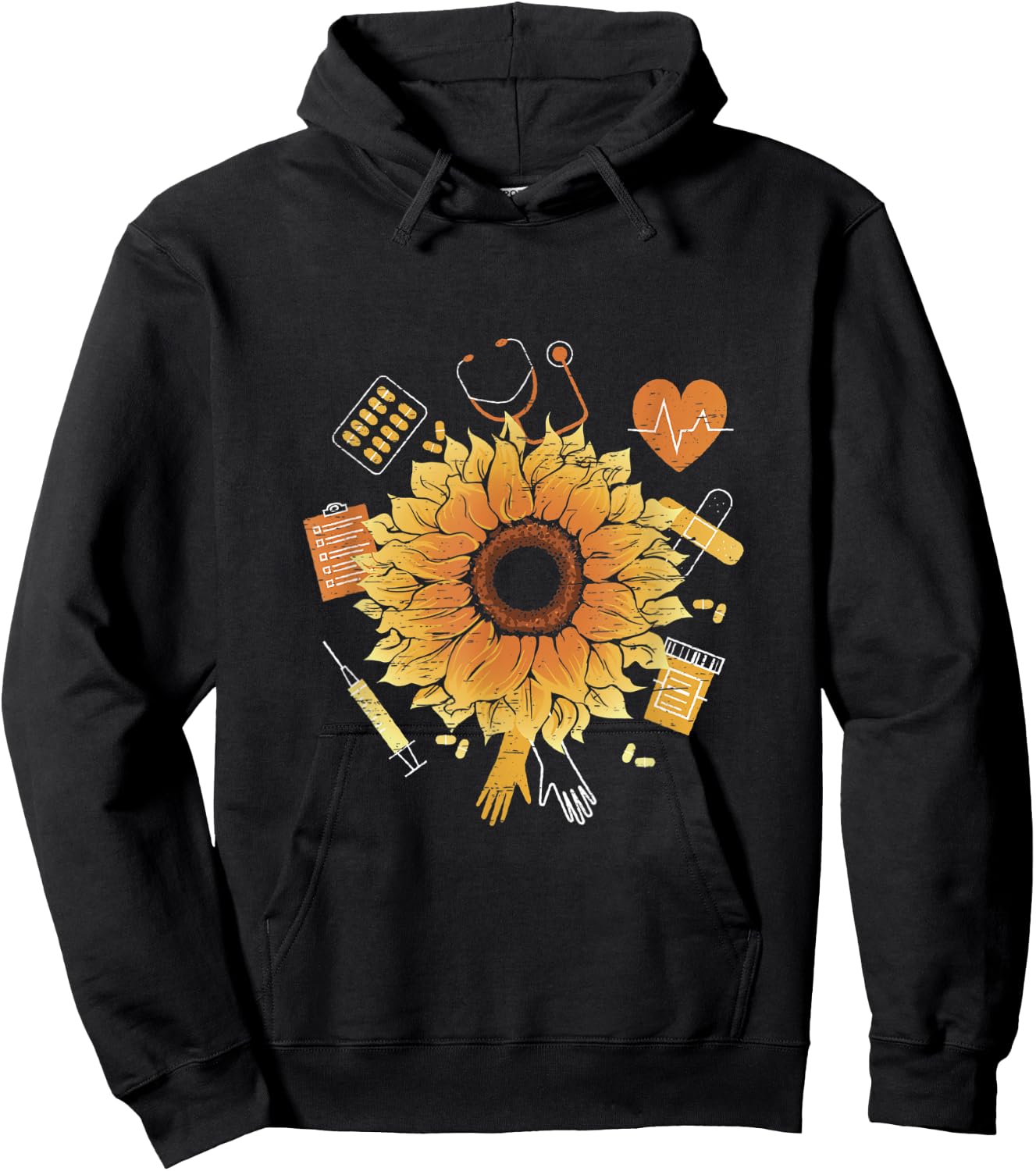 Sunflower Surgeon Treat Patient Hospital Scrub Nurse Hoodie - Hoodie | Black