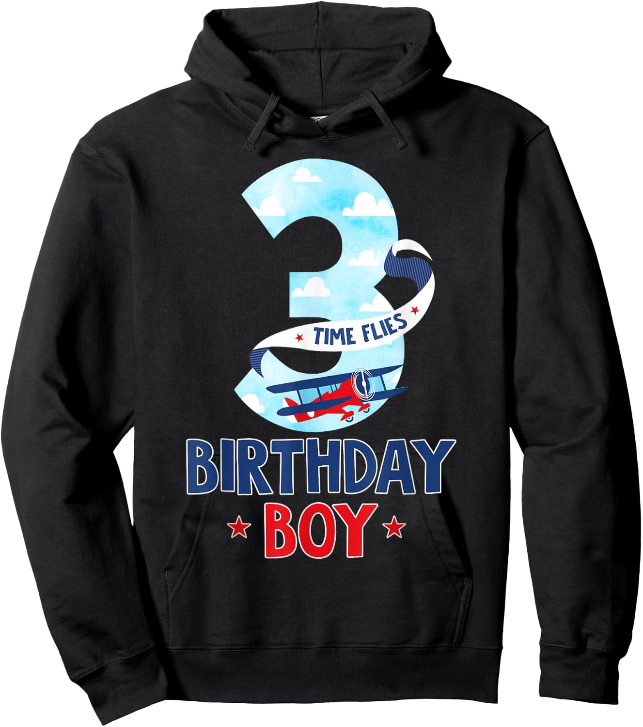 3 Year Old Birthday Outfit Boy Airplane Pilot 3rd Bday Hoodie - Hoodie | Black