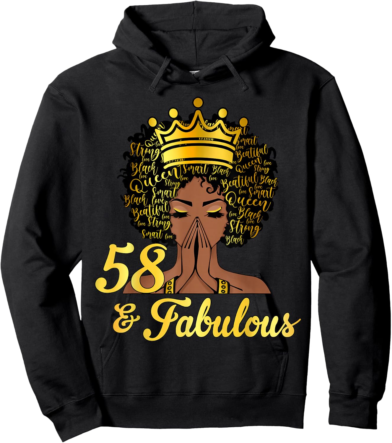 58 And Fabulous Happy 58th Birthday African American Women Hoodie - Hoodie | Black