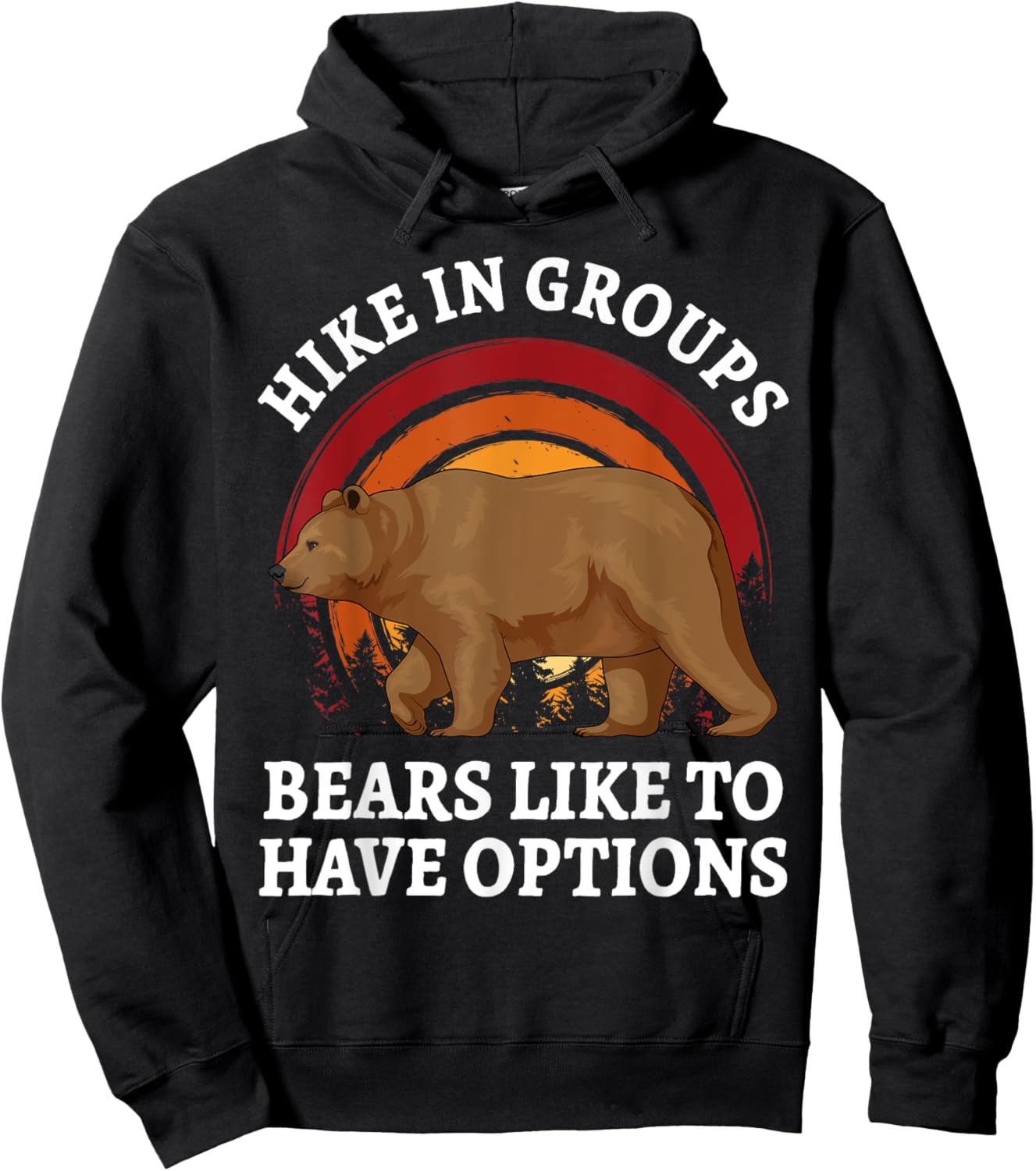 Hike In Groups Bears Like To Have Options Retro Hiking Bear Hoodie - Hoodie | Black